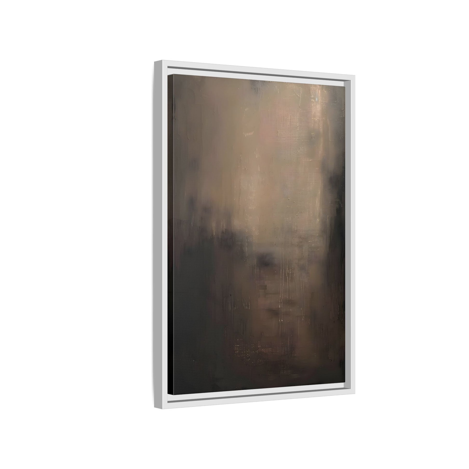 Minimal Abstract Dark Brown Shades Canvas Wall Art Framed Print