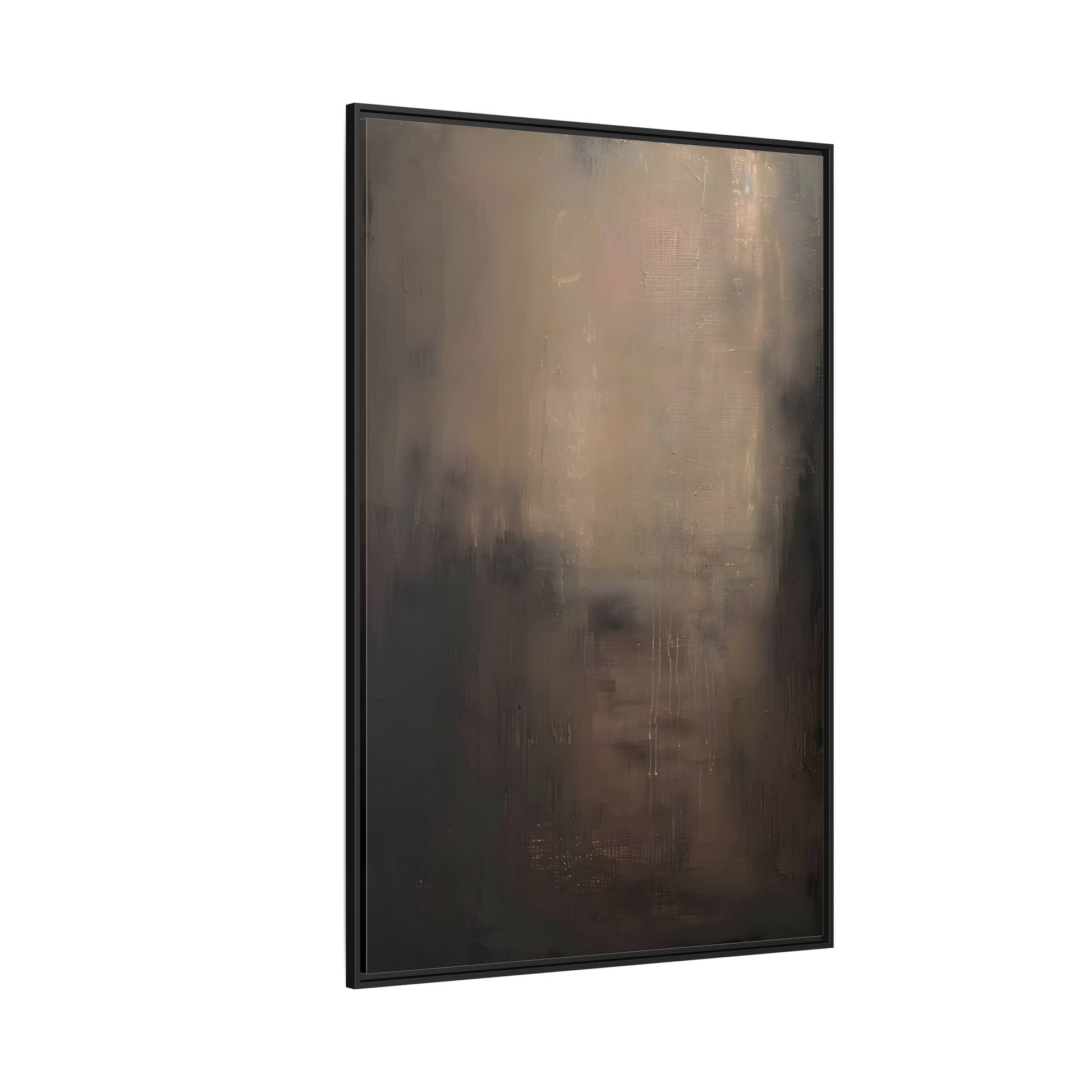 Minimal Abstract Dark Brown Shades Canvas Wall Art Framed Print