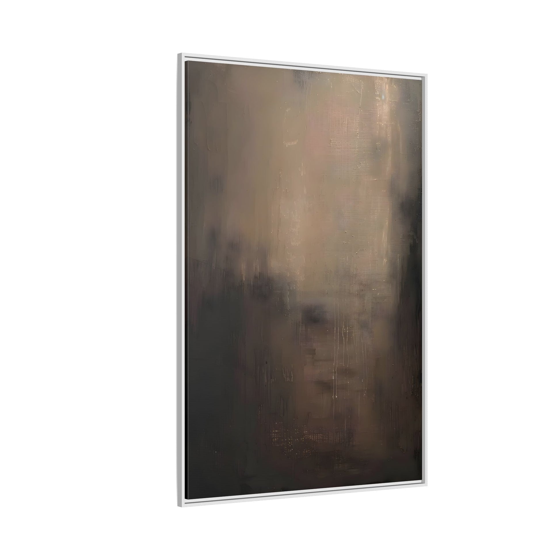 Minimal Abstract Dark Brown Shades Canvas Wall Art Framed Print