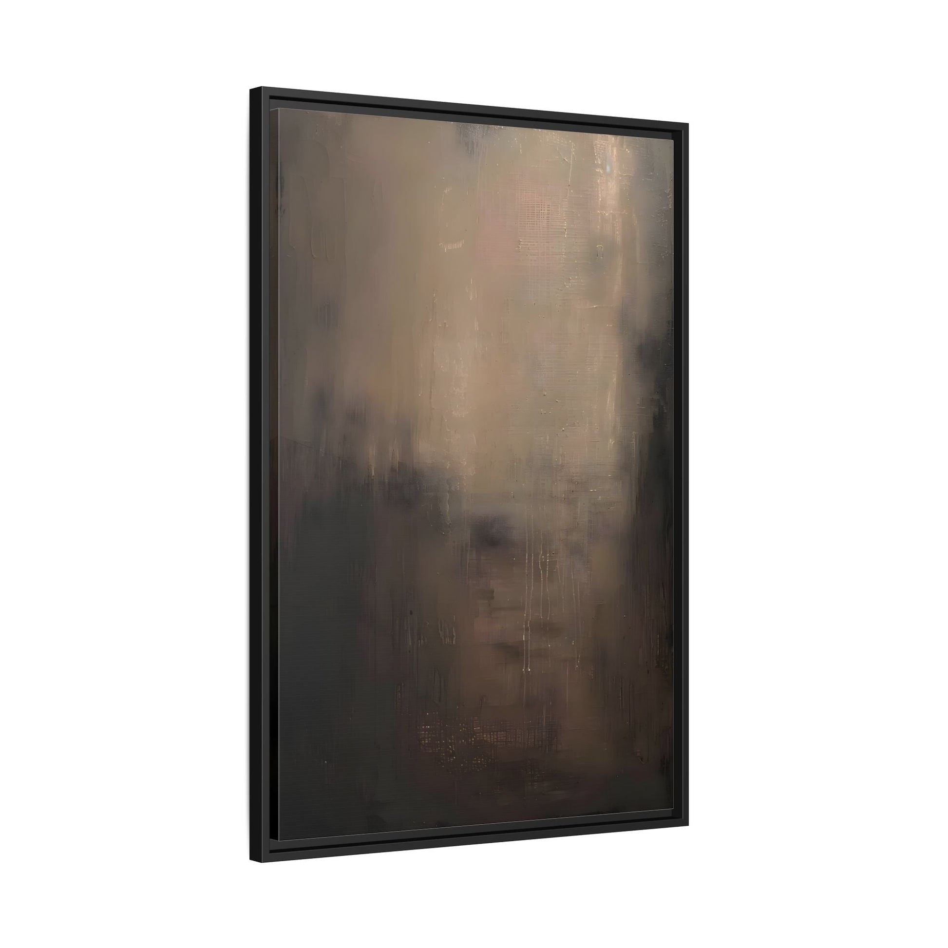 Minimal Abstract Dark Brown Shades Canvas Wall Art Framed Print