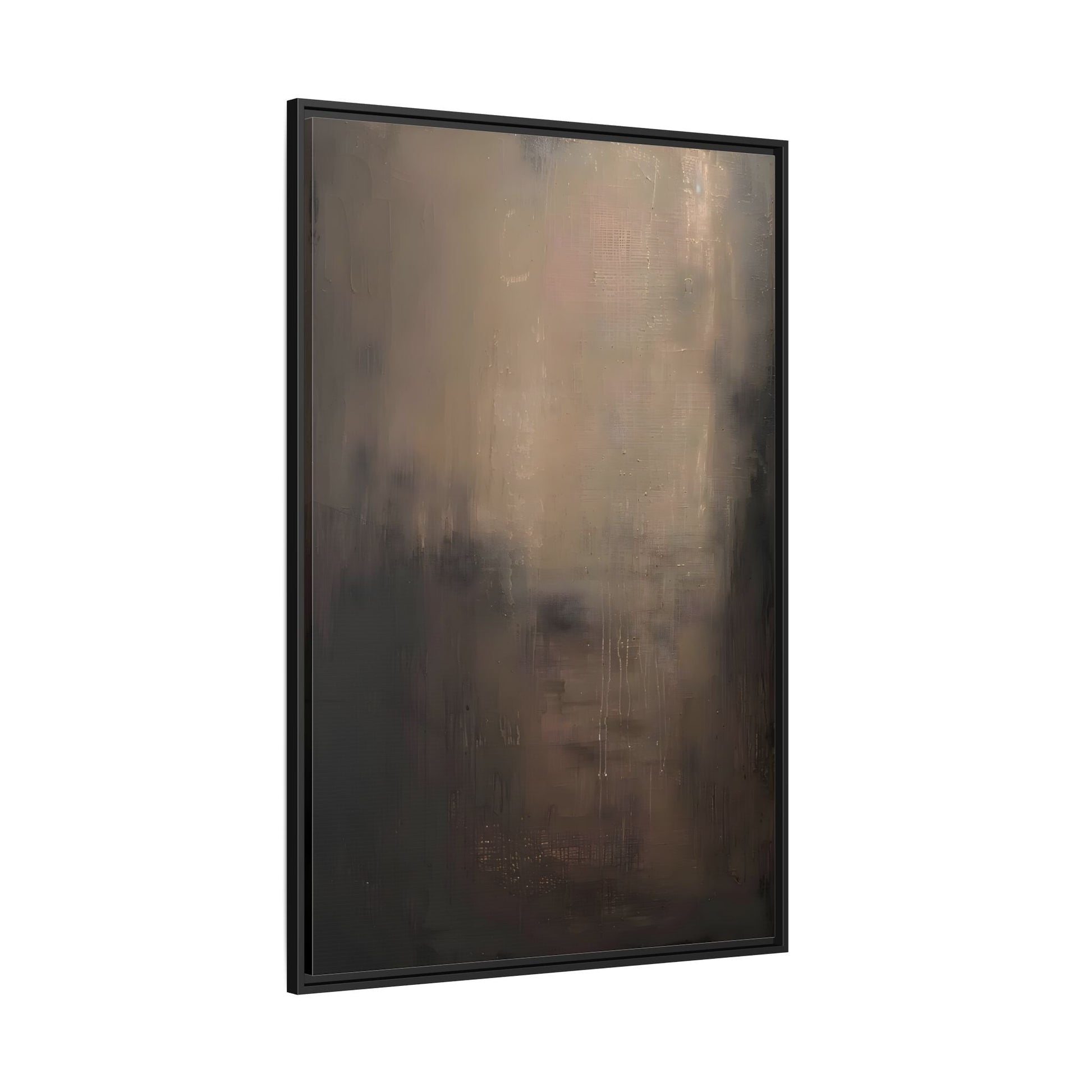 Minimal Abstract Dark Brown Shades Canvas Wall Art Framed Print