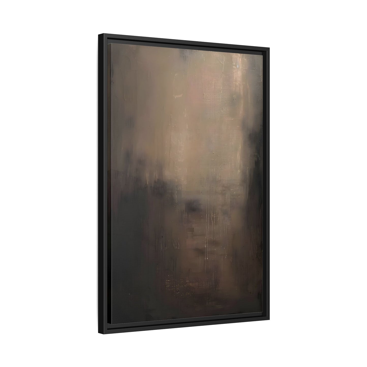 Minimal Abstract Dark Brown Shades Canvas Wall Art Framed Print