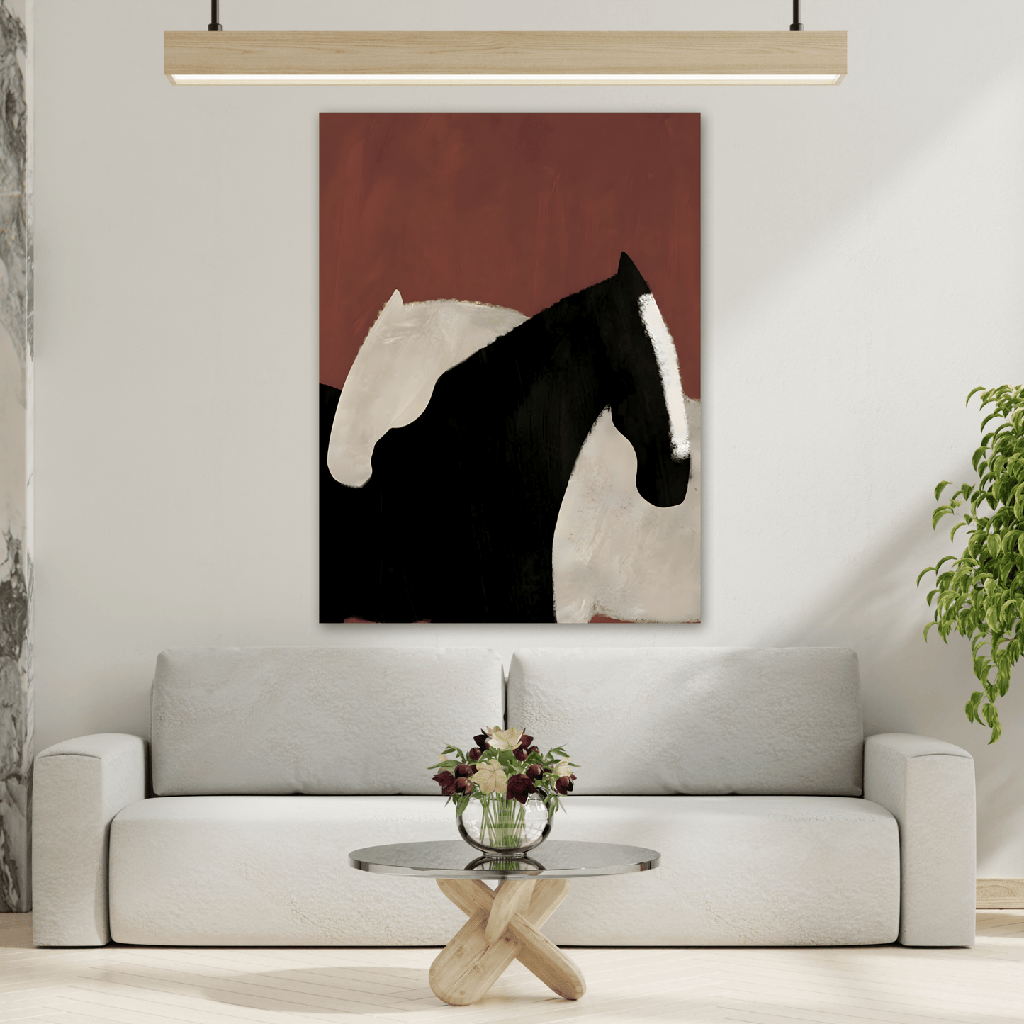 Minimalist Horse Animal Canvas Prints - Abstract Horses Wall Art