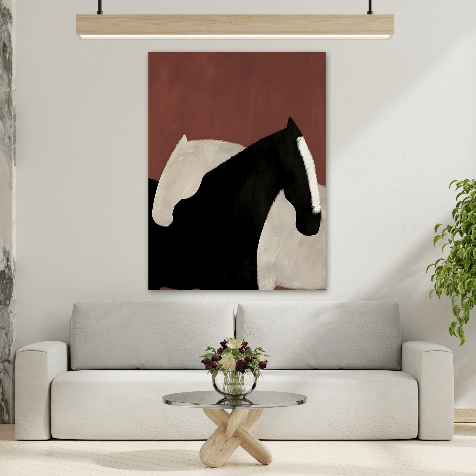 Minimalist Horse Animal Canvas Prints - Abstract Horses Wall Art