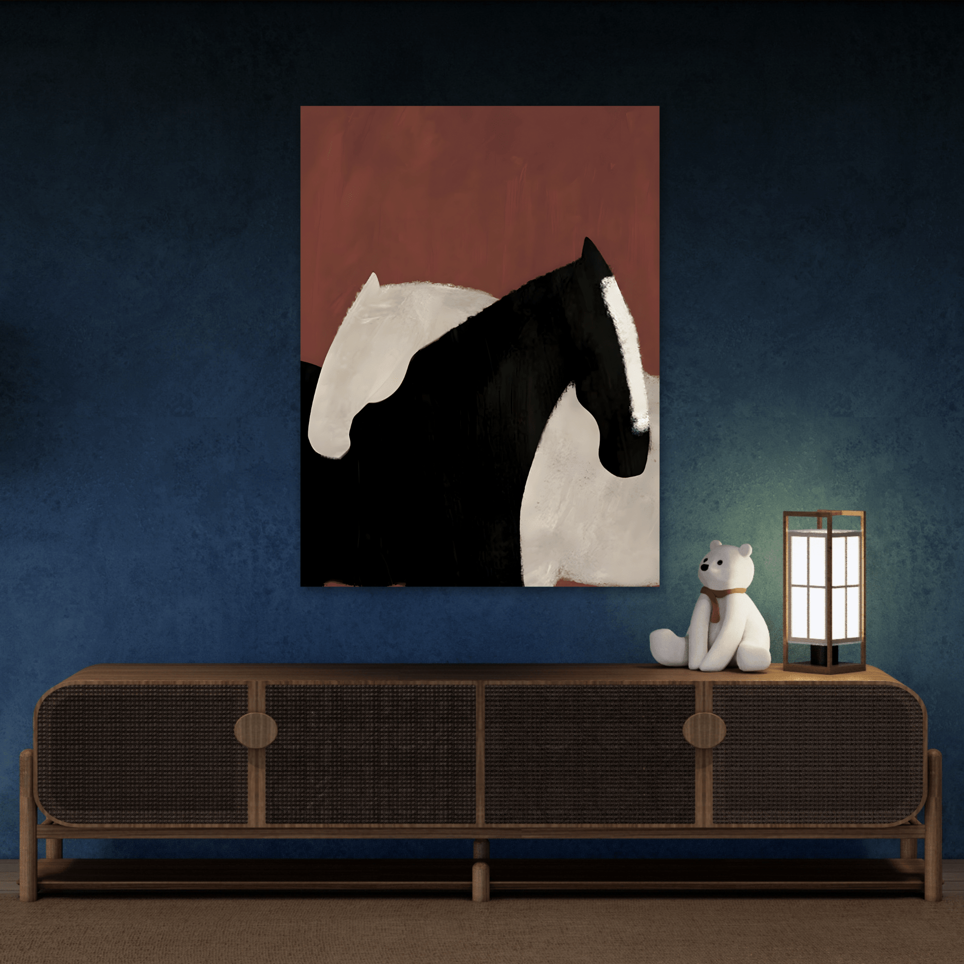 Minimalist Horse Animal Canvas Prints - Abstract Horses Wall Art