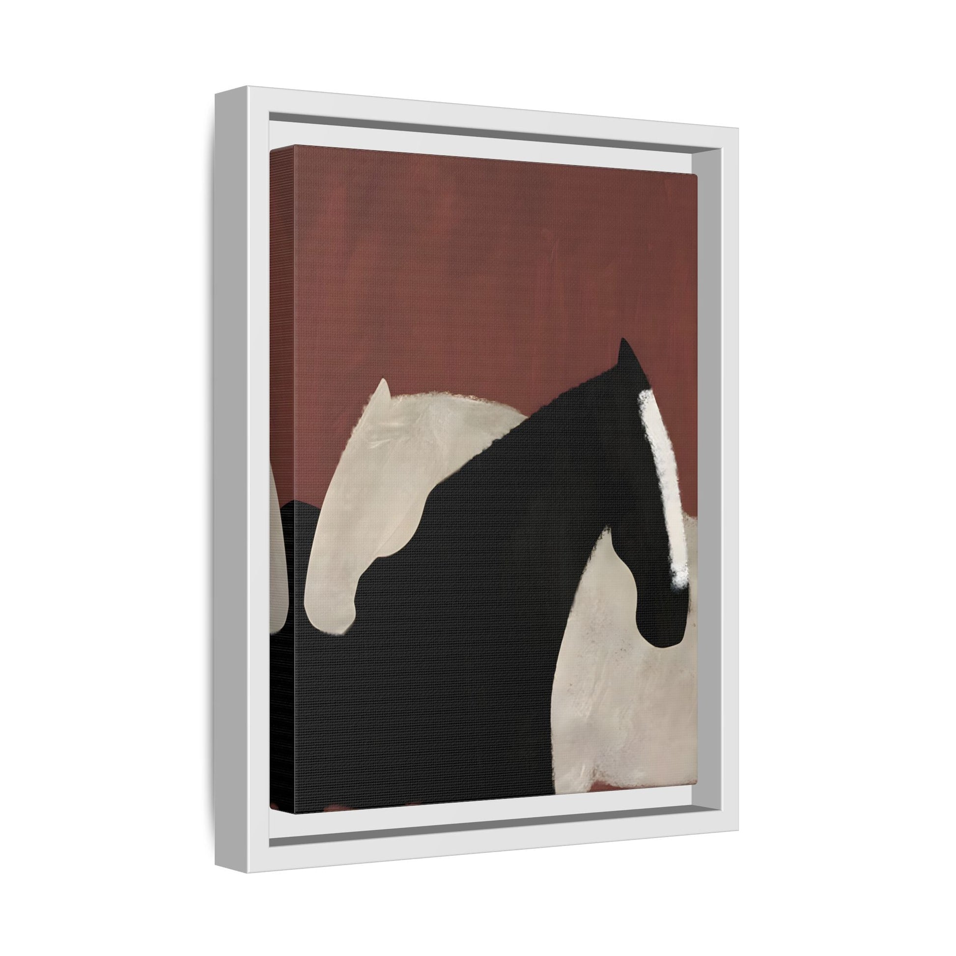 Minimalist Horse Canvas Art Print – Abstract Horses Framed Wall Decor