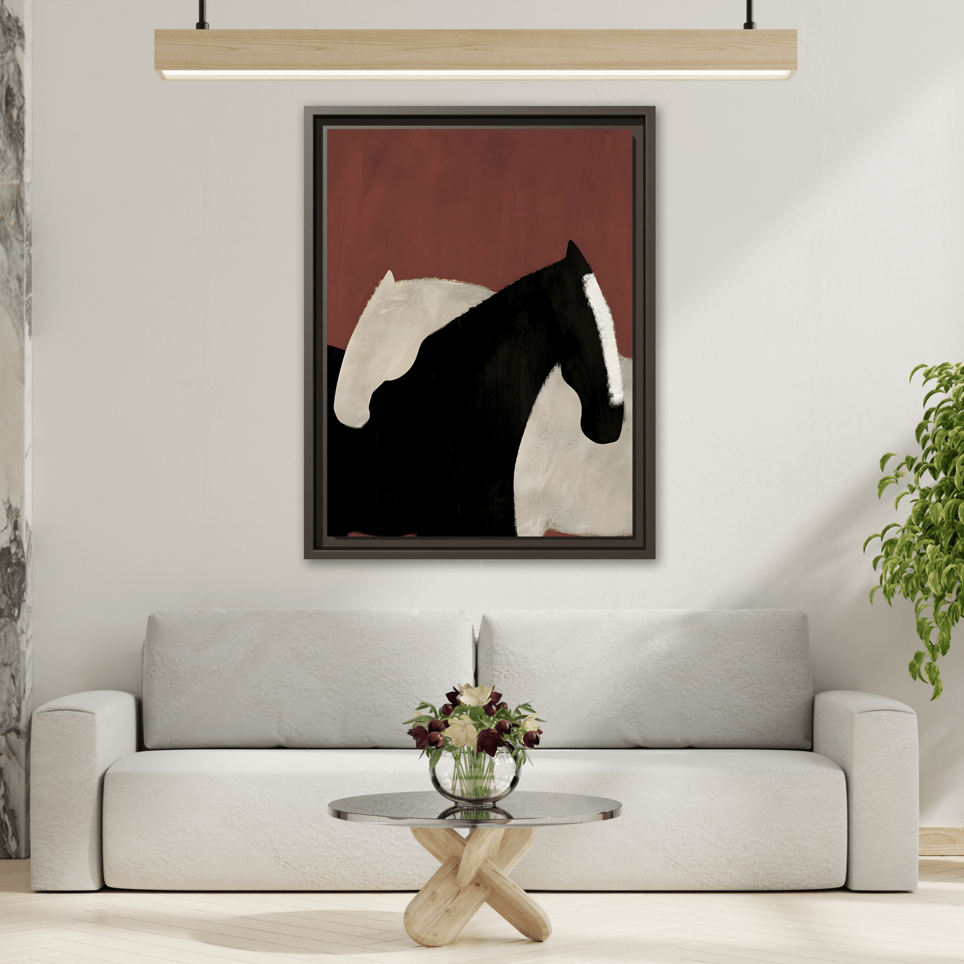Minimalist Horse Canvas Art Print – Abstract Horses Framed Wall Decor