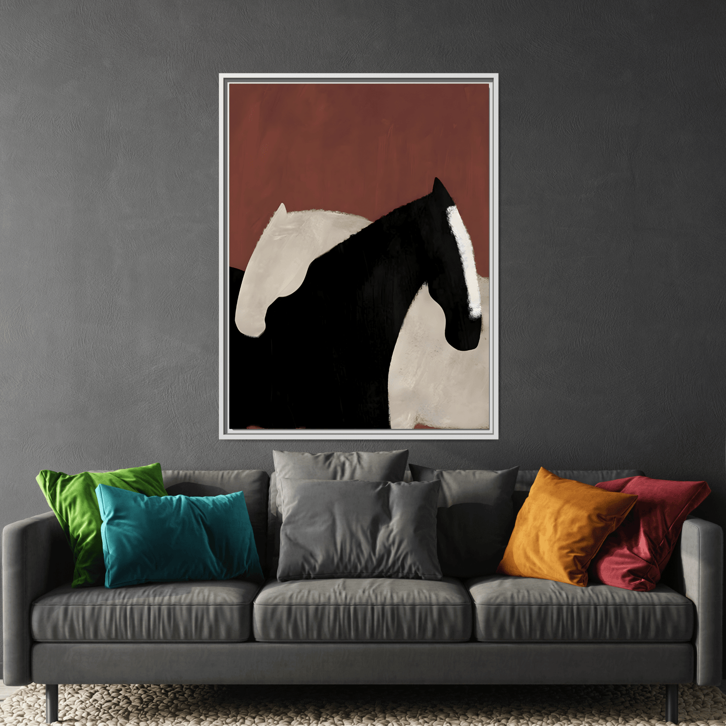 Minimalist Horse Canvas Art Print – Abstract Horses Framed Wall Decor