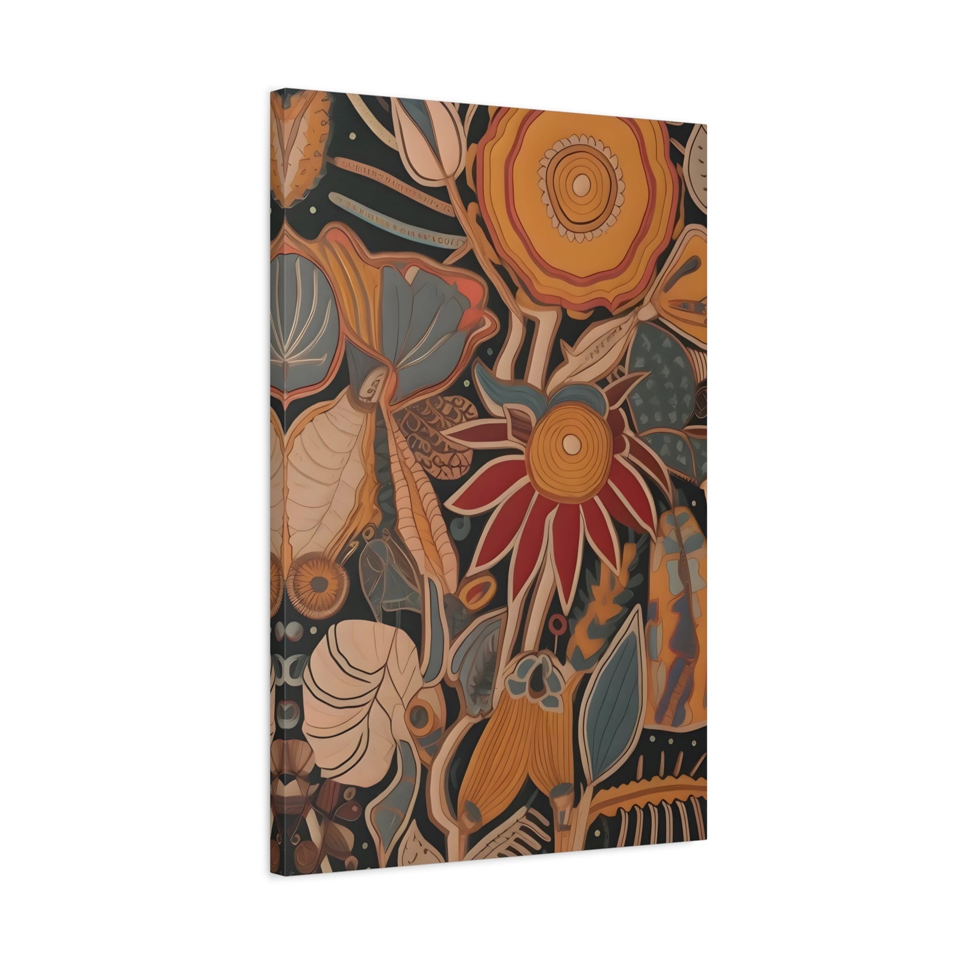 Modern Floral Framed Canvas Wall Art Print - Boho Botanical Flowers Home Decor