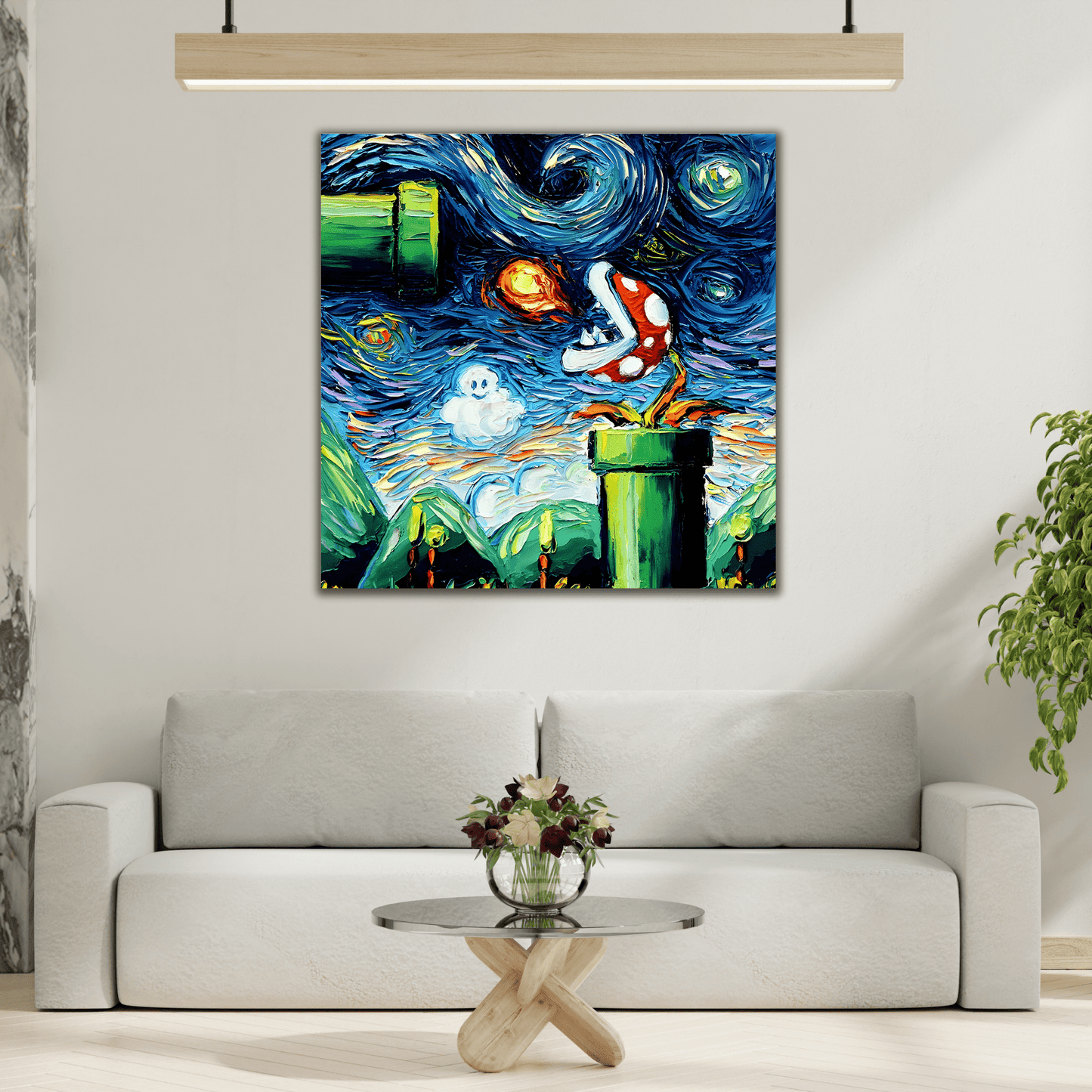Modern Starry Night Wall Art Abstract Canvas Print