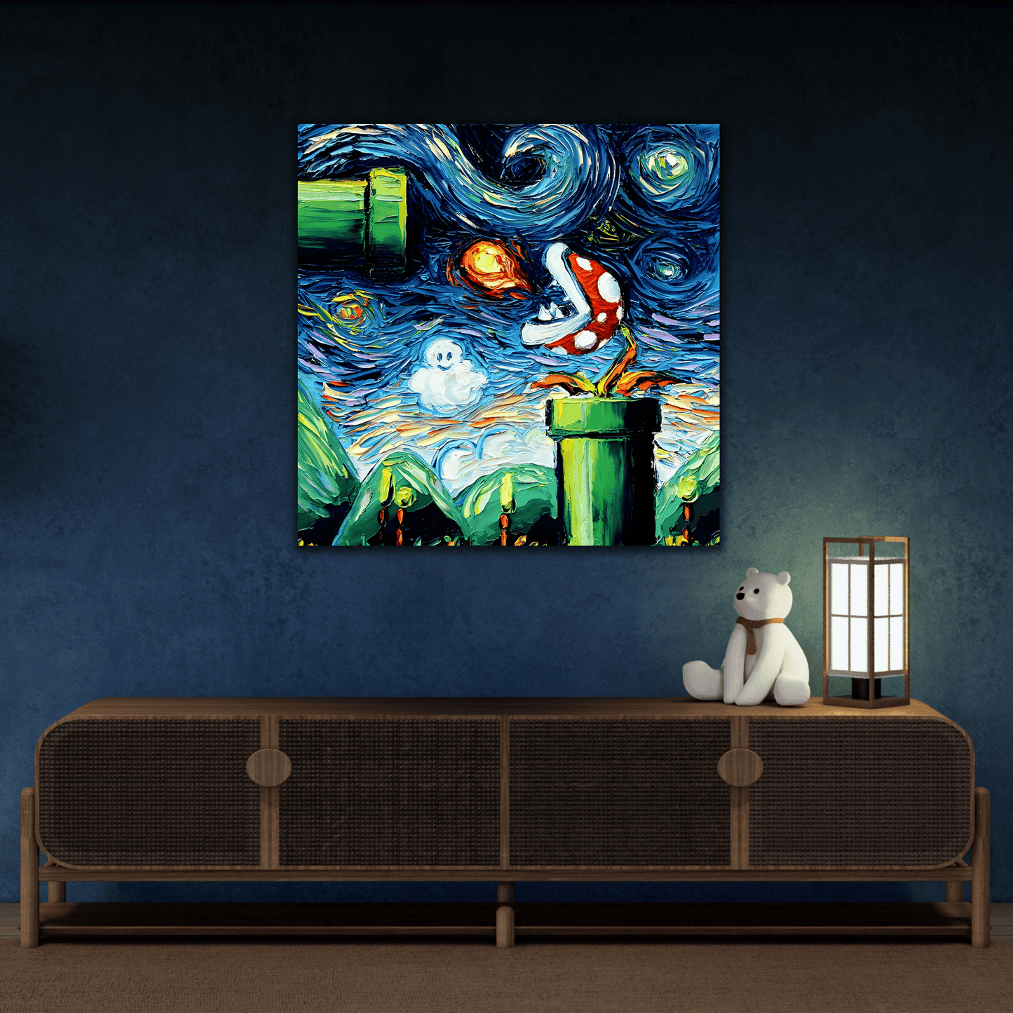 Modern Starry Night Wall Art Abstract Canvas Print