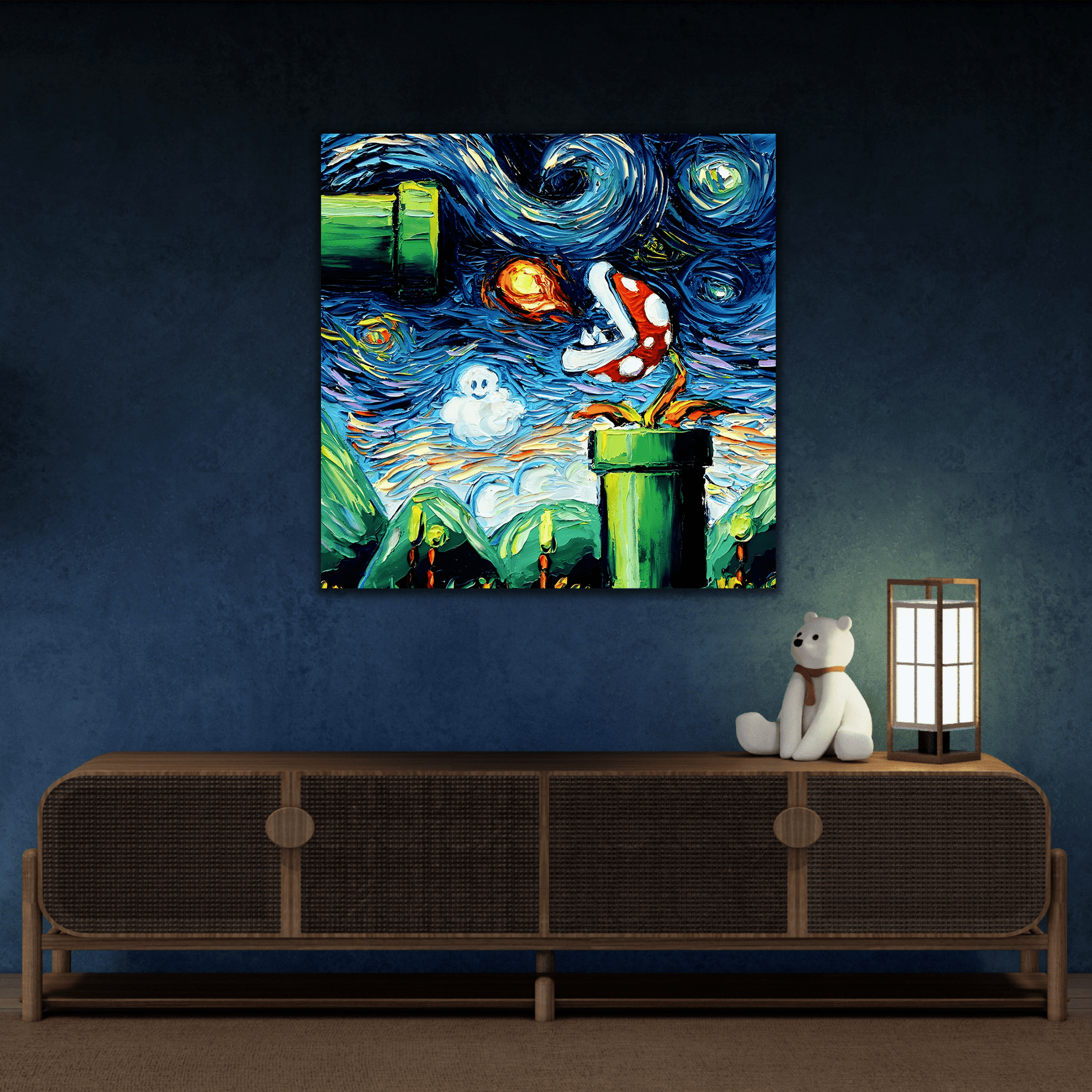 Modern Starry Night Wall Art Abstract Canvas Print