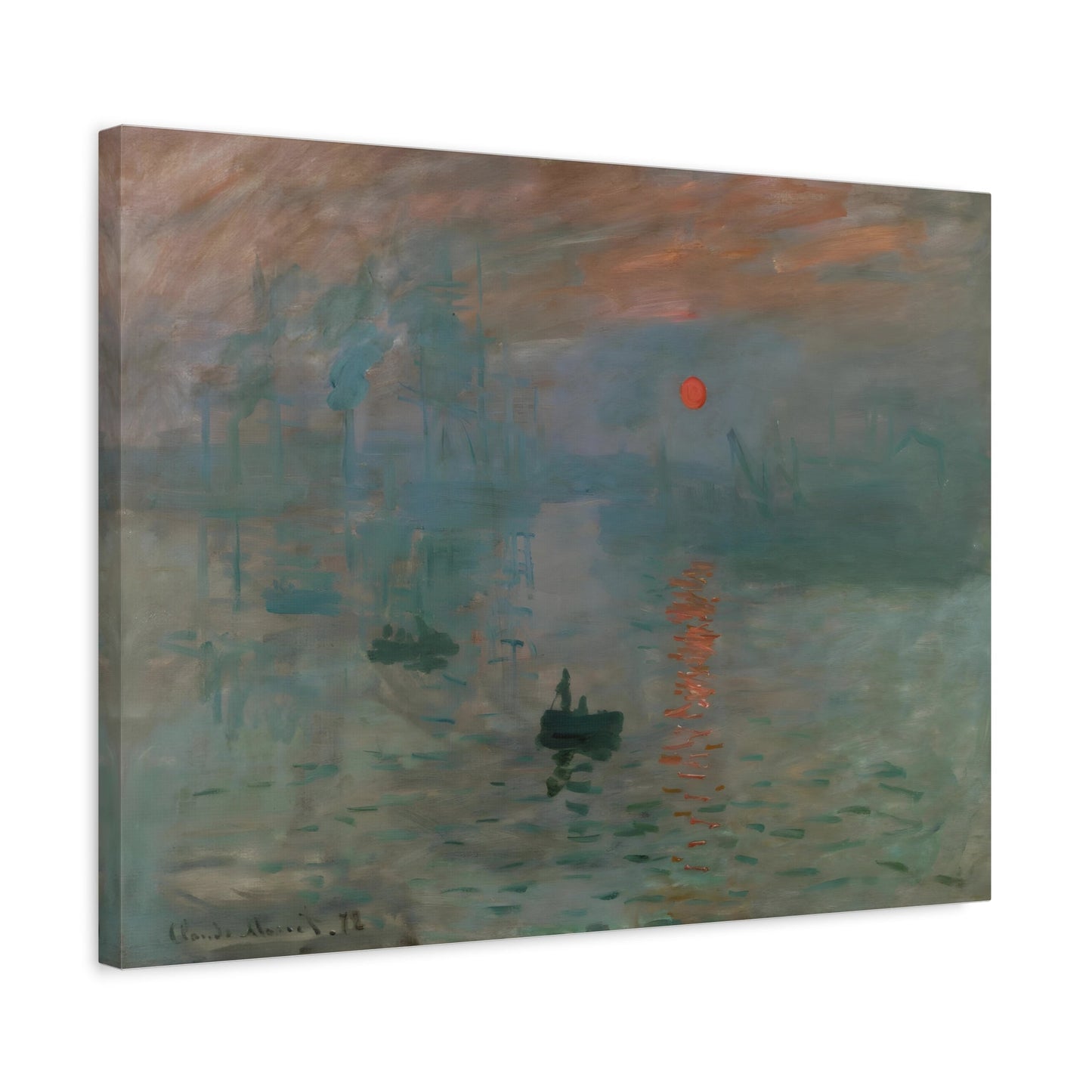 Modern Sunrise Canvas Wall Art Print - Famous Contemporary Monet Reproduction Prints