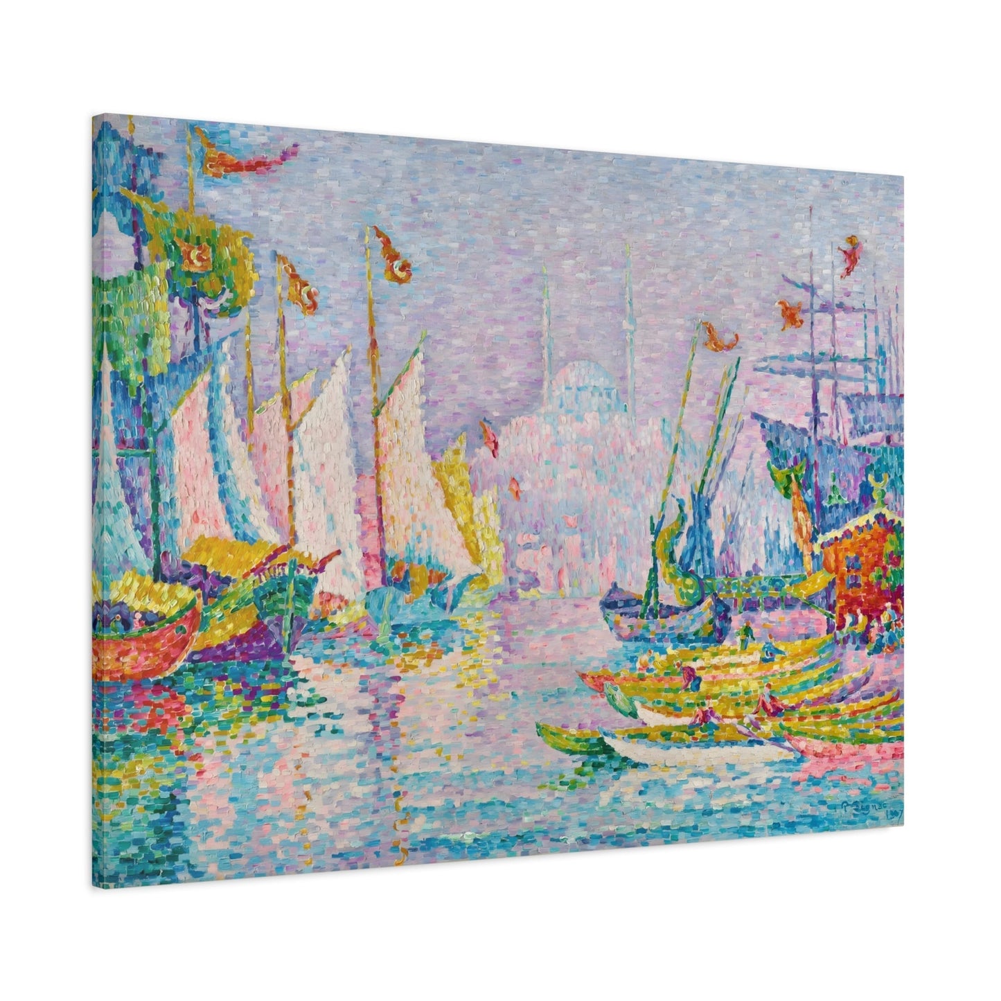 Morning Boat Canvas Wall Art Print - Modern Impressionist for Office Decor