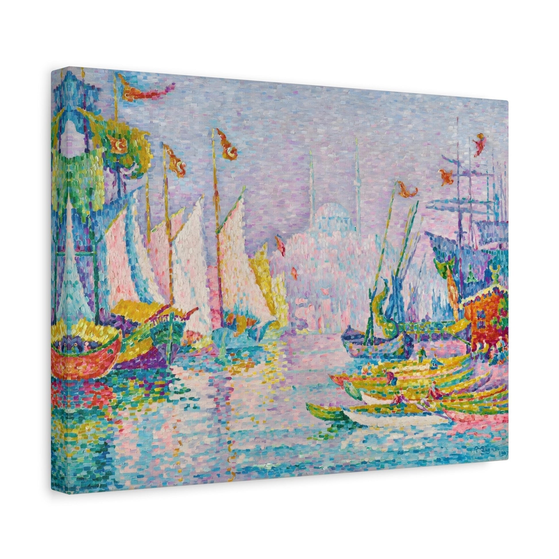 Morning Boat Canvas Wall Art Print - Modern Impressionist for Office Decor