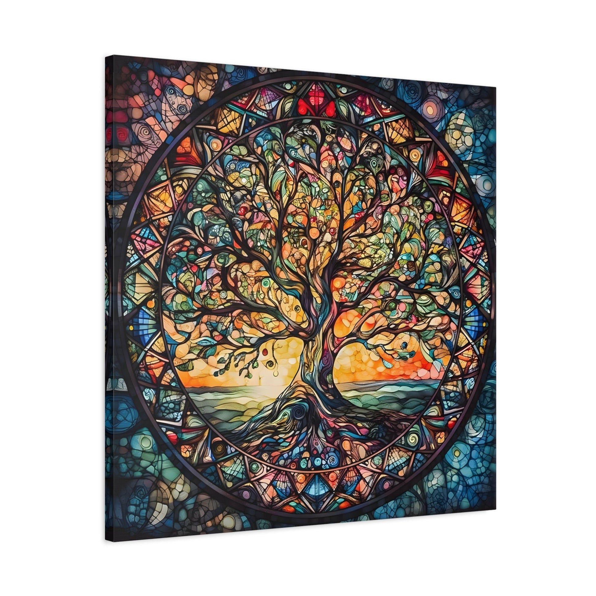 Mythology Tree of Life Mandala Wall Art, Celtic Painting Canvas Print