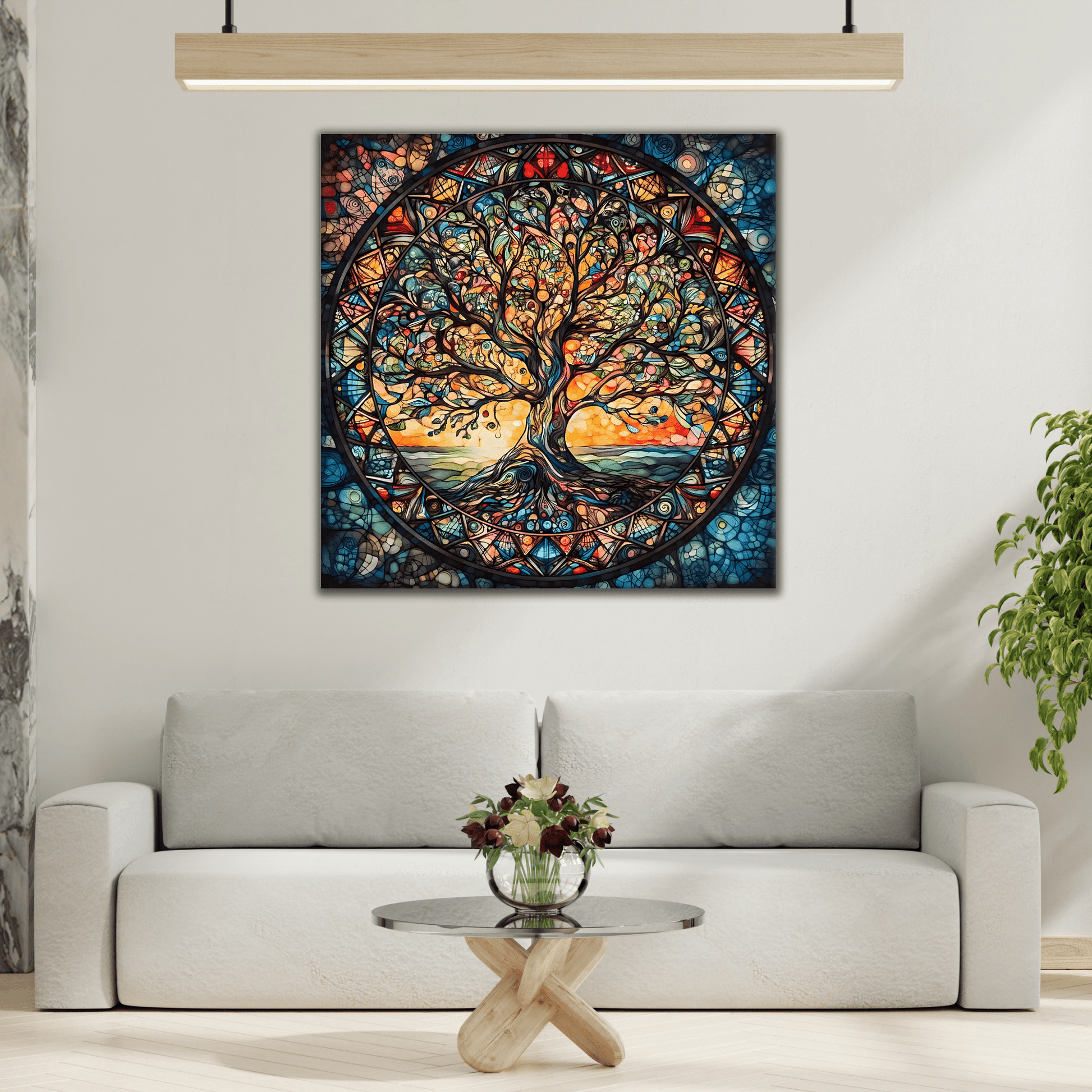 Mythology Tree of Life Mandala Wall Art, Celtic Painting Canvas Print