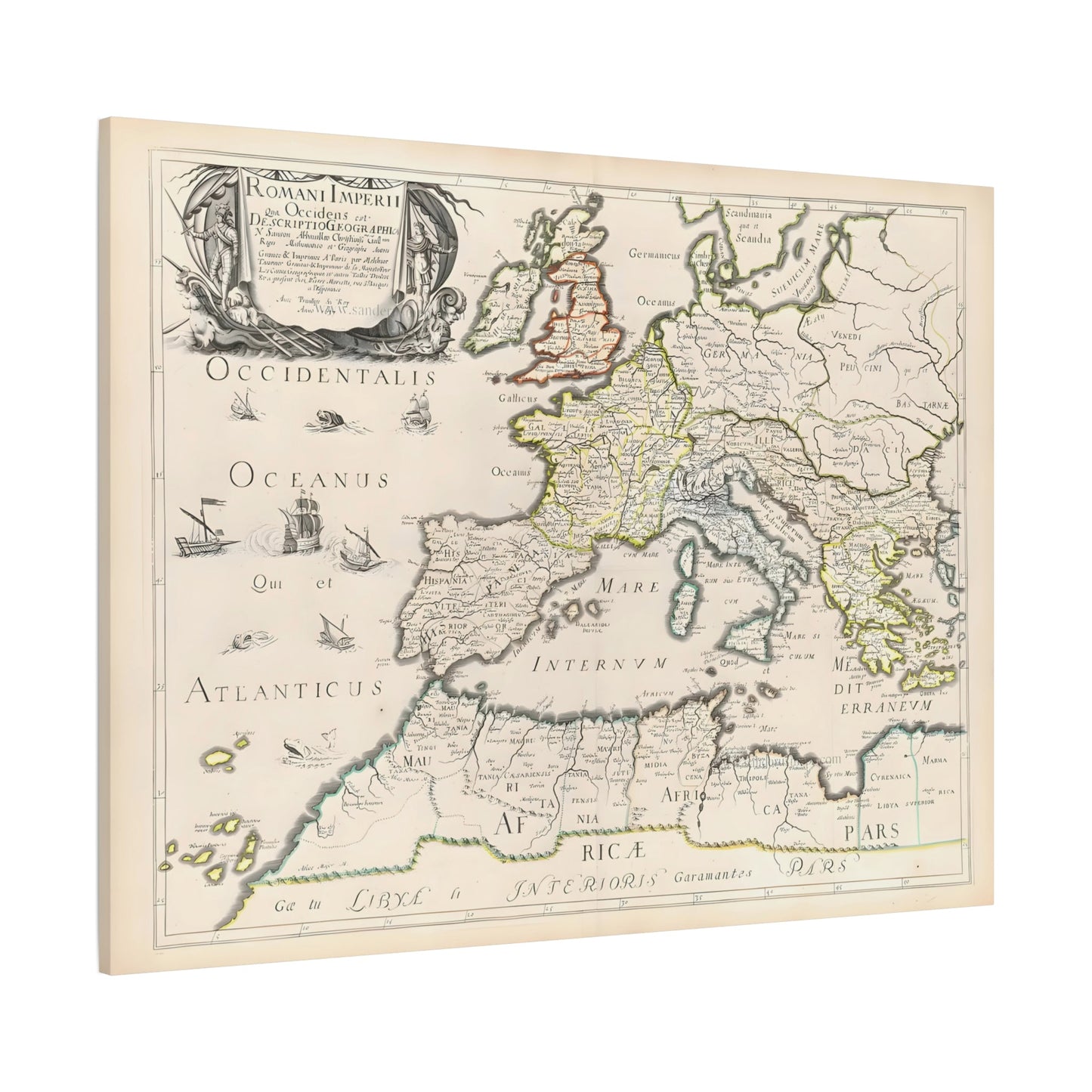 Nicolas Sanson Roman Empire Map - Vintage Canvas Wall Art Print