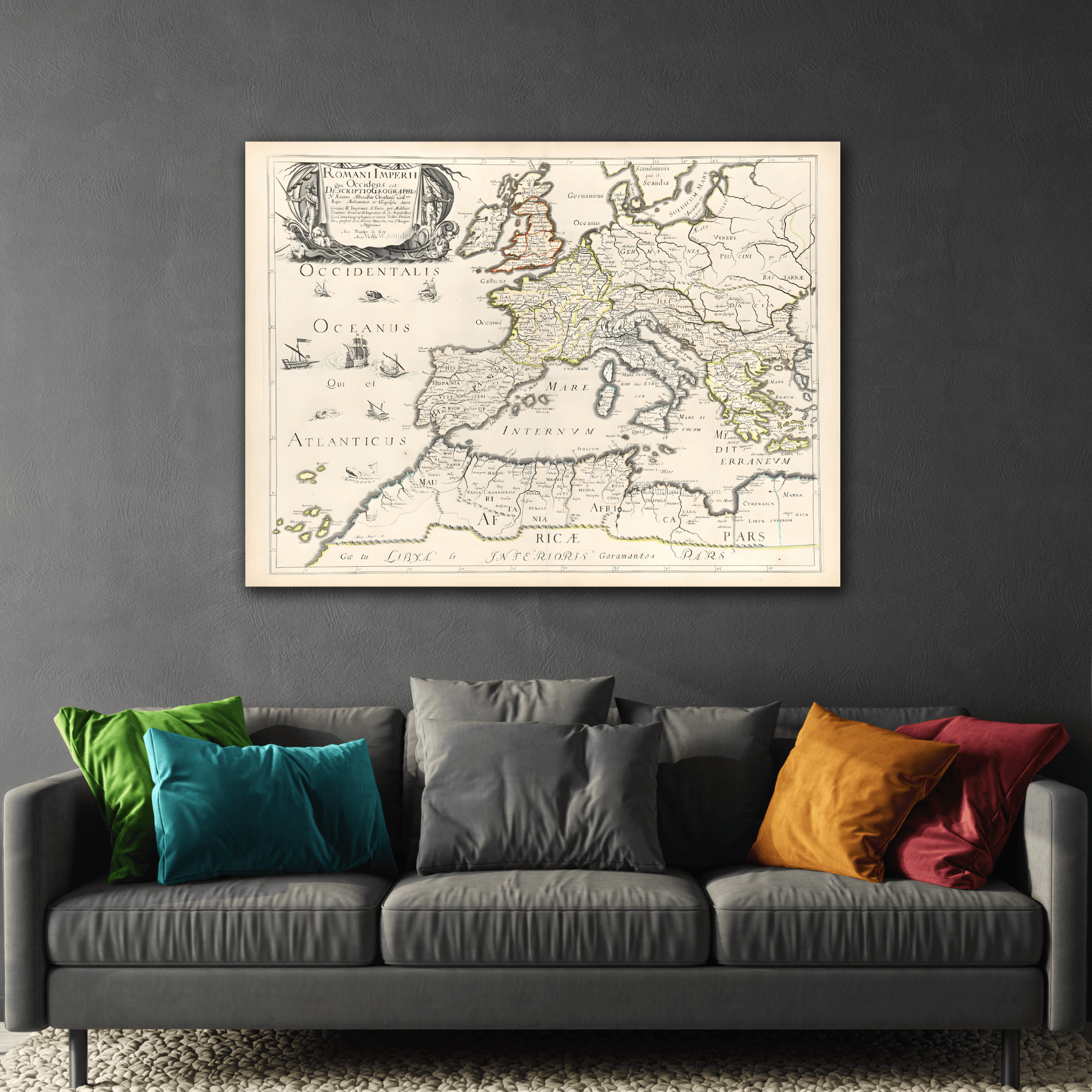 Nicolas Sanson Roman Empire Map - Vintage Canvas Wall Art Print