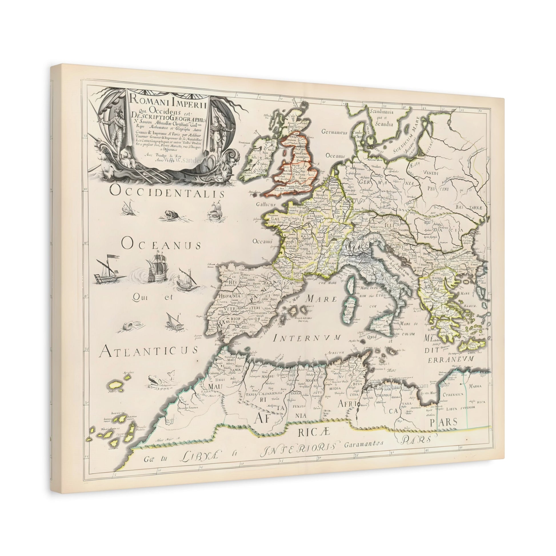 Nicolas Sanson Roman Empire Map - Vintage Canvas Wall Art Print