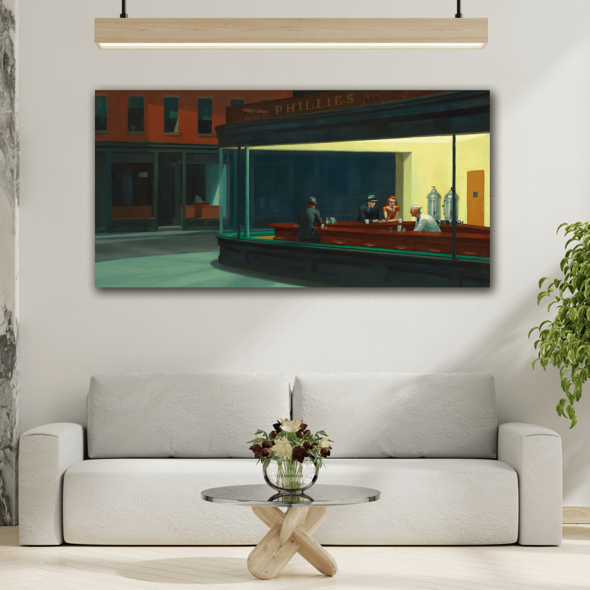Nighthawks Canvas Wall Art Print - Famous Hopper Painting Prints