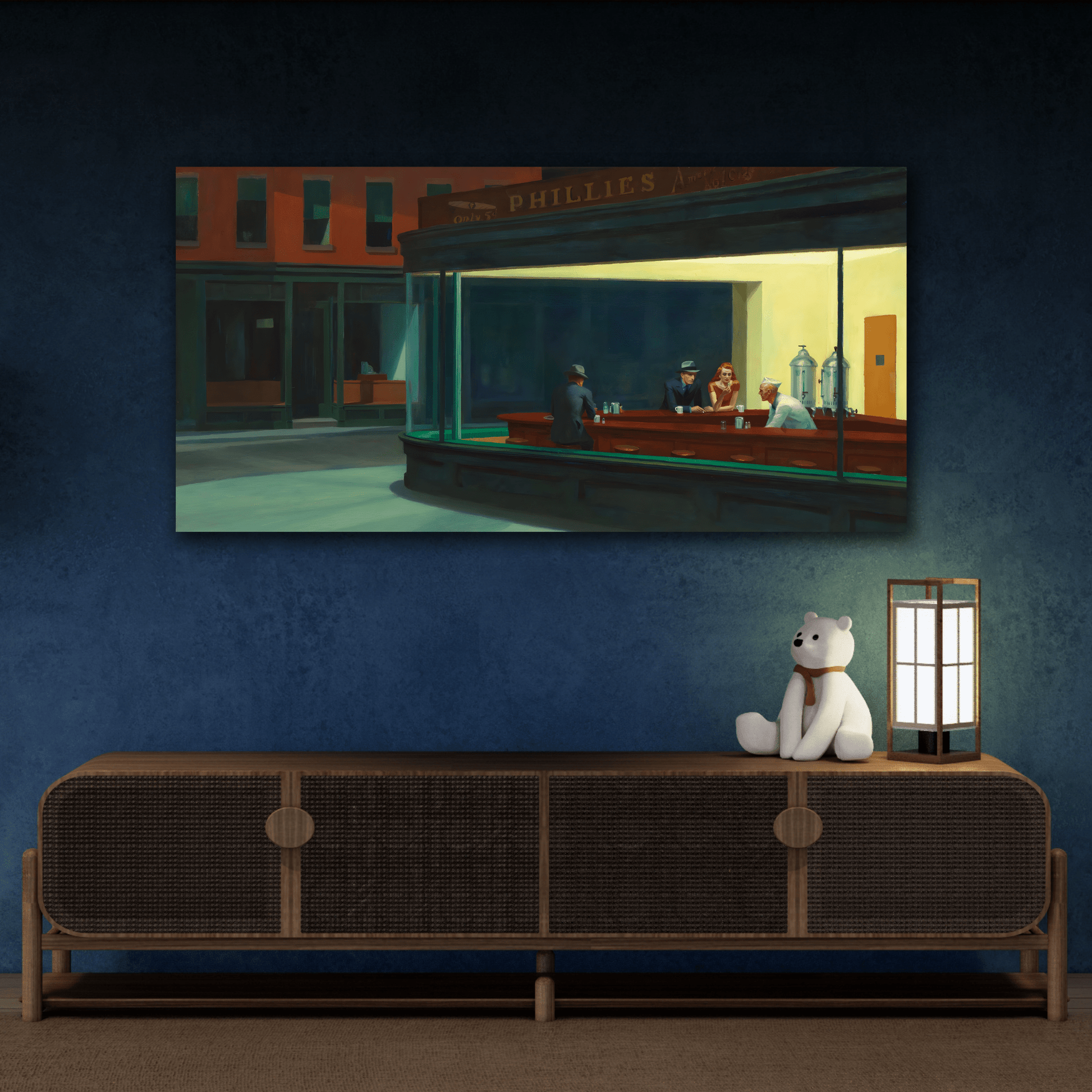 Nighthawks Canvas Wall Art Print - Famous Hopper Painting Prints