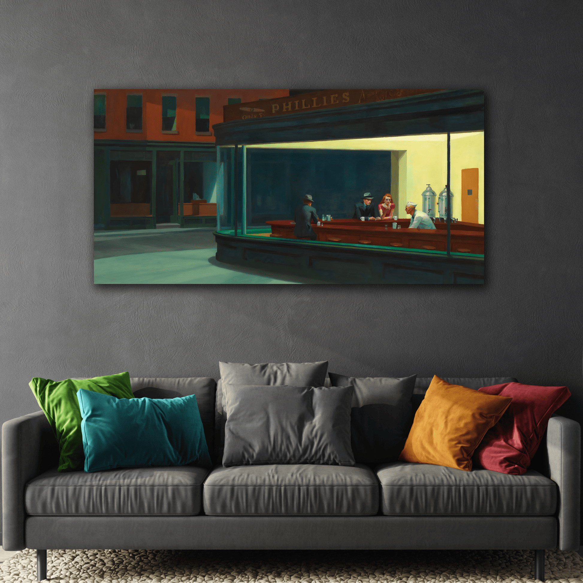 Nighthawks Canvas Wall Art Print - Famous Hopper Painting Prints