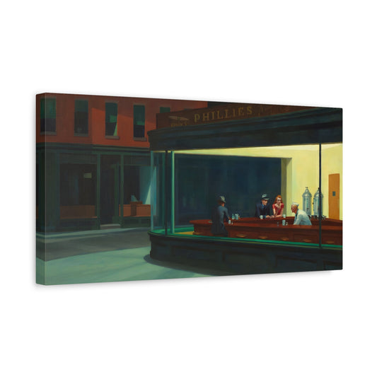 Nighthawks Canvas Wall Art Print - Famous Hopper Painting Prints