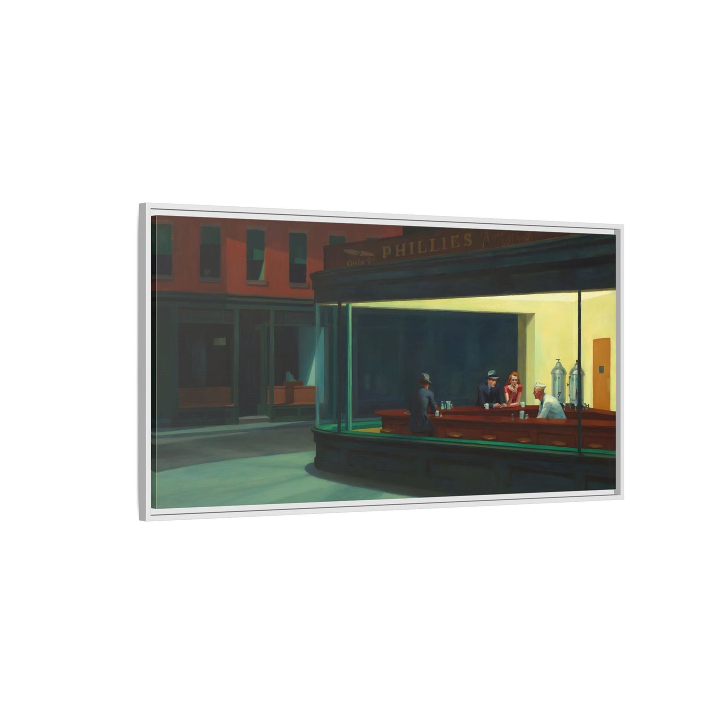 Nighthawks Hopper Canvas Print - Large Framed Coffee Shop Wall Art
