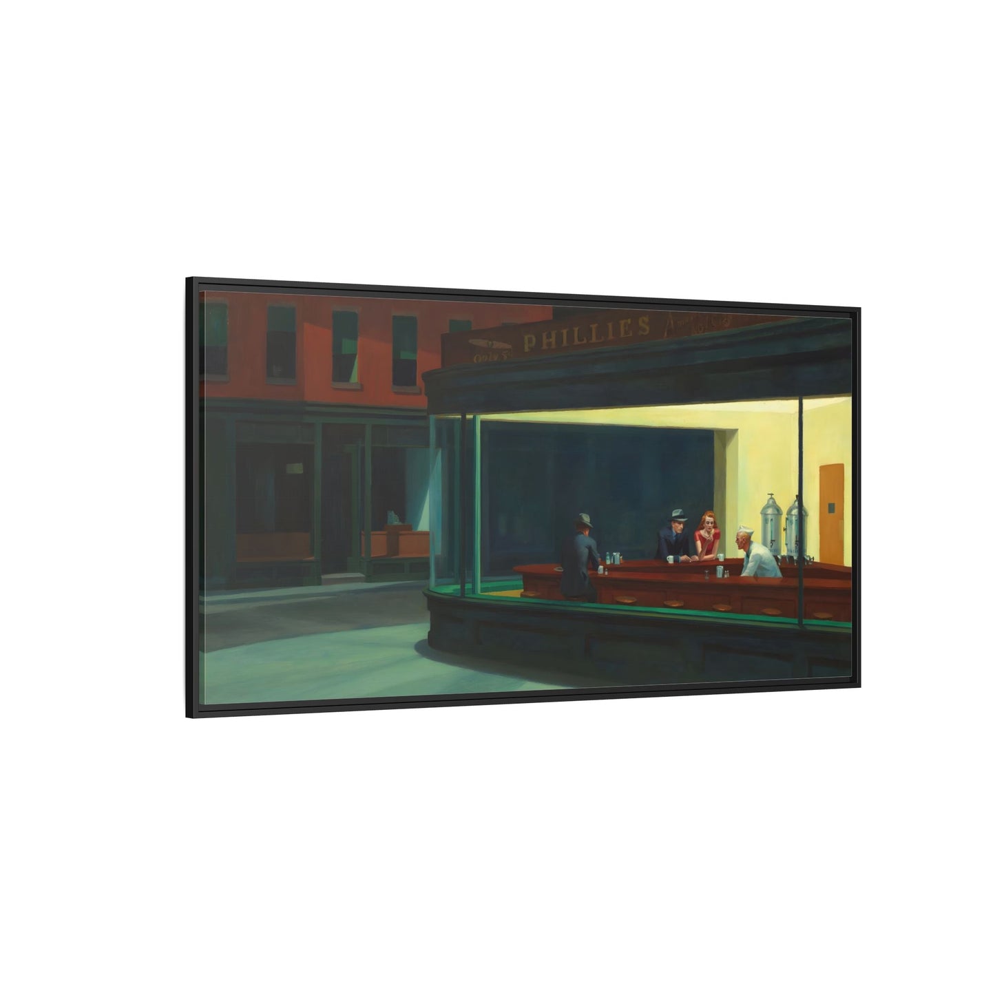 Nighthawks Hopper Canvas Print - Large Framed Coffee Shop Wall Art