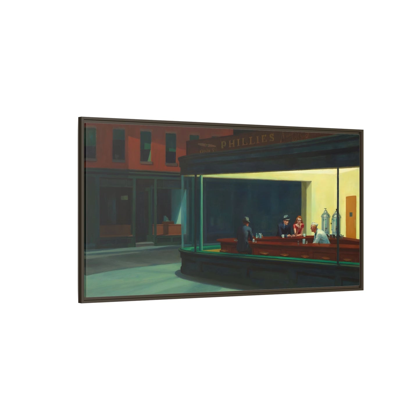 Nighthawks Hopper Canvas Print - Large Framed Coffee Shop Wall Art