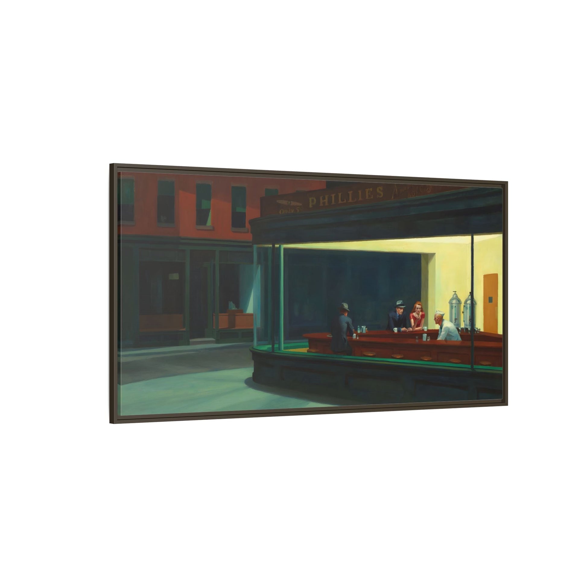 Nighthawks Hopper Canvas Print - Large Framed Coffee Shop Wall Art