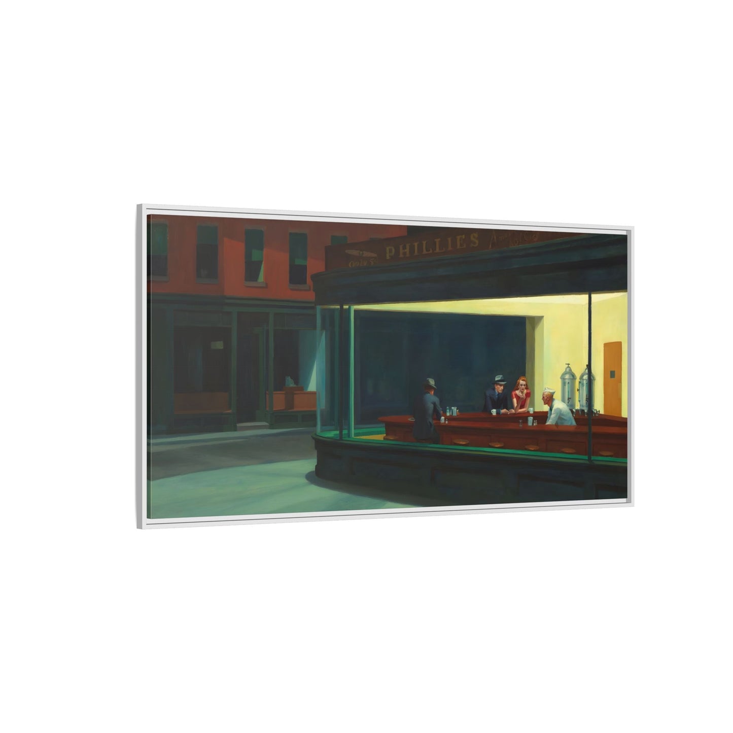Nighthawks Hopper Canvas Print - Large Framed Coffee Shop Wall Art