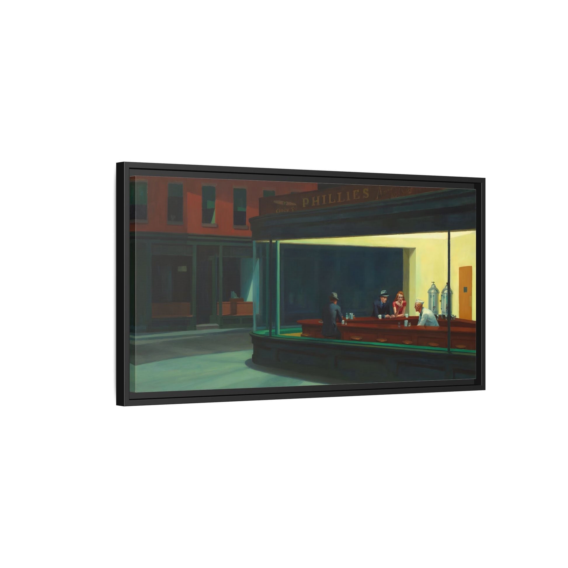 Nighthawks Hopper Canvas Print - Large Framed Coffee Shop Wall Art