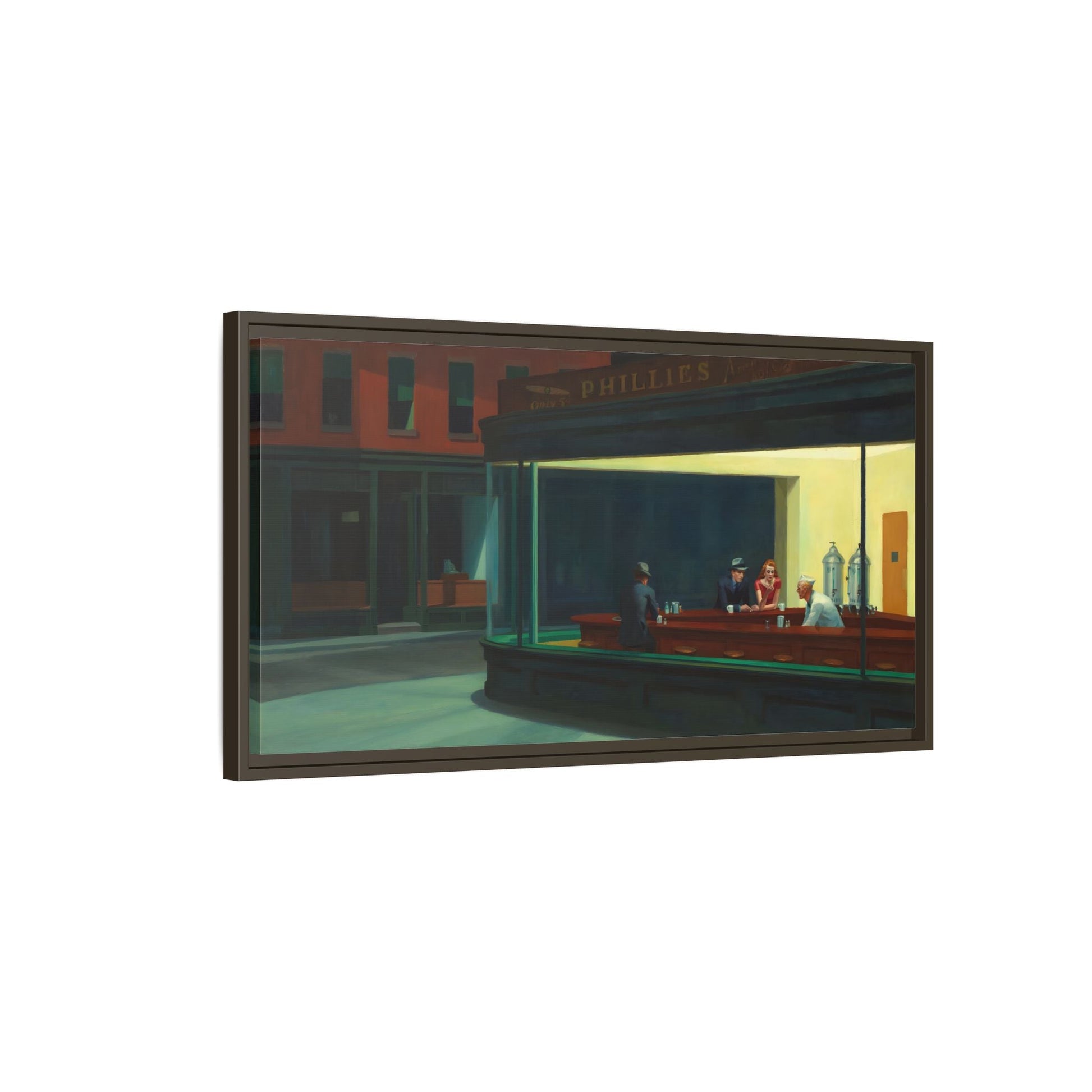 Nighthawks Hopper Canvas Print - Large Framed Coffee Shop Wall Art