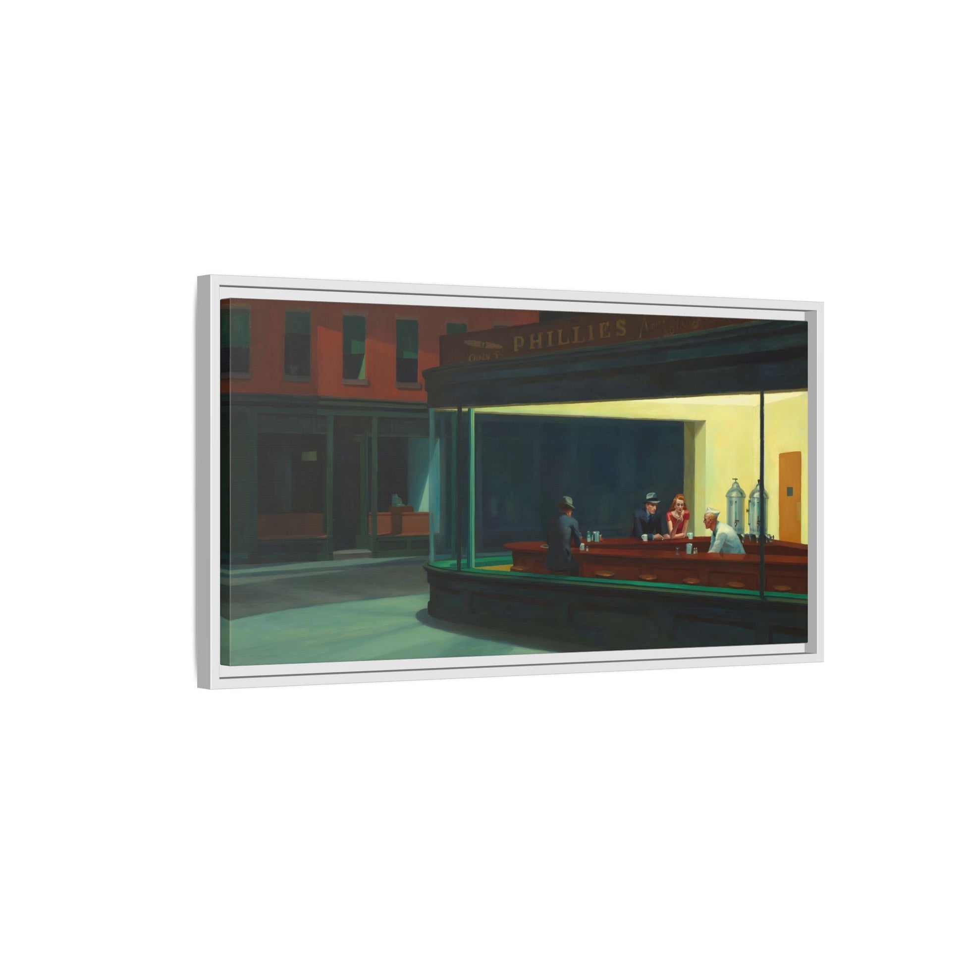 Nighthawks Hopper Canvas Print - Large Framed Coffee Shop Wall Art