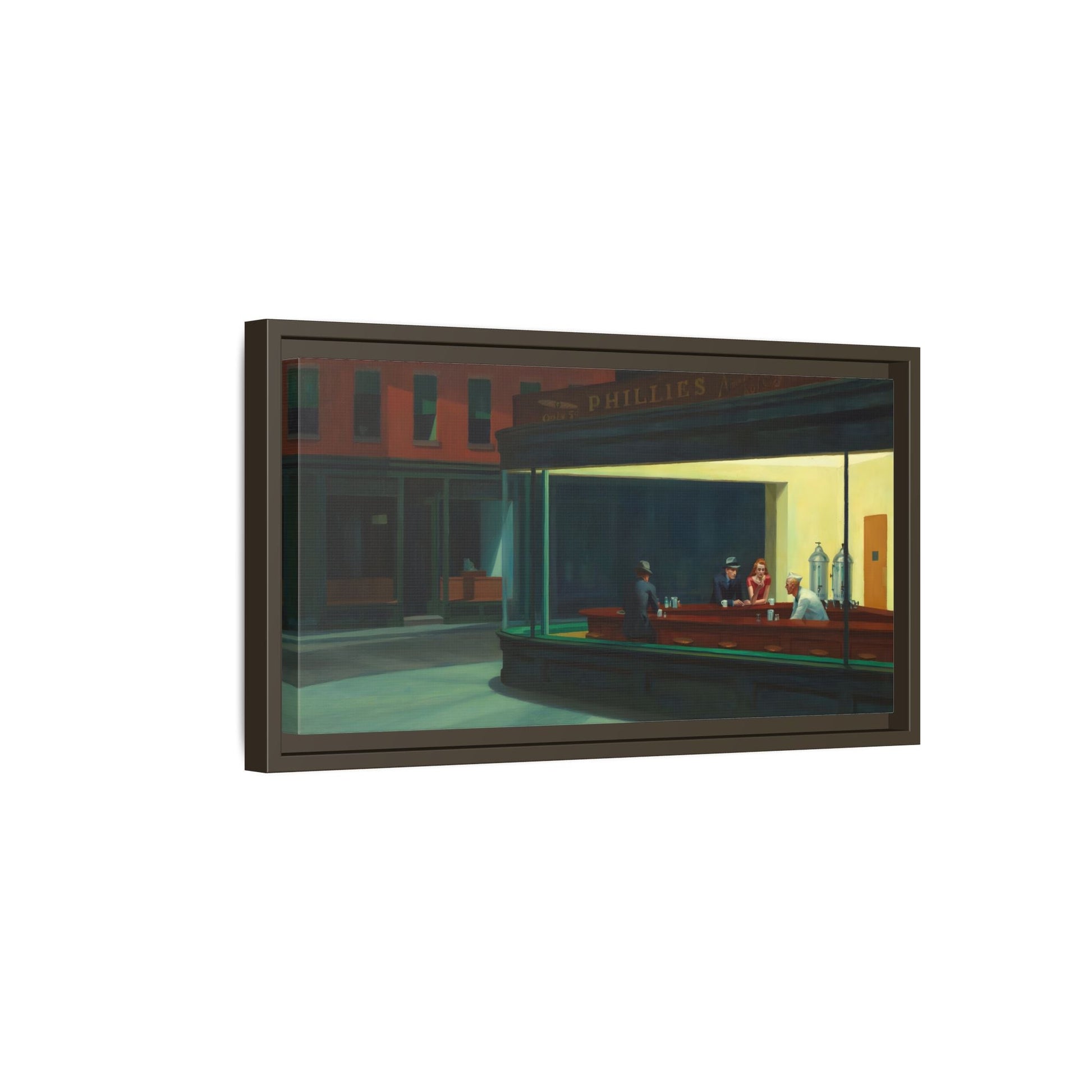 Nighthawks Hopper Canvas Print - Large Framed Coffee Shop Wall Art