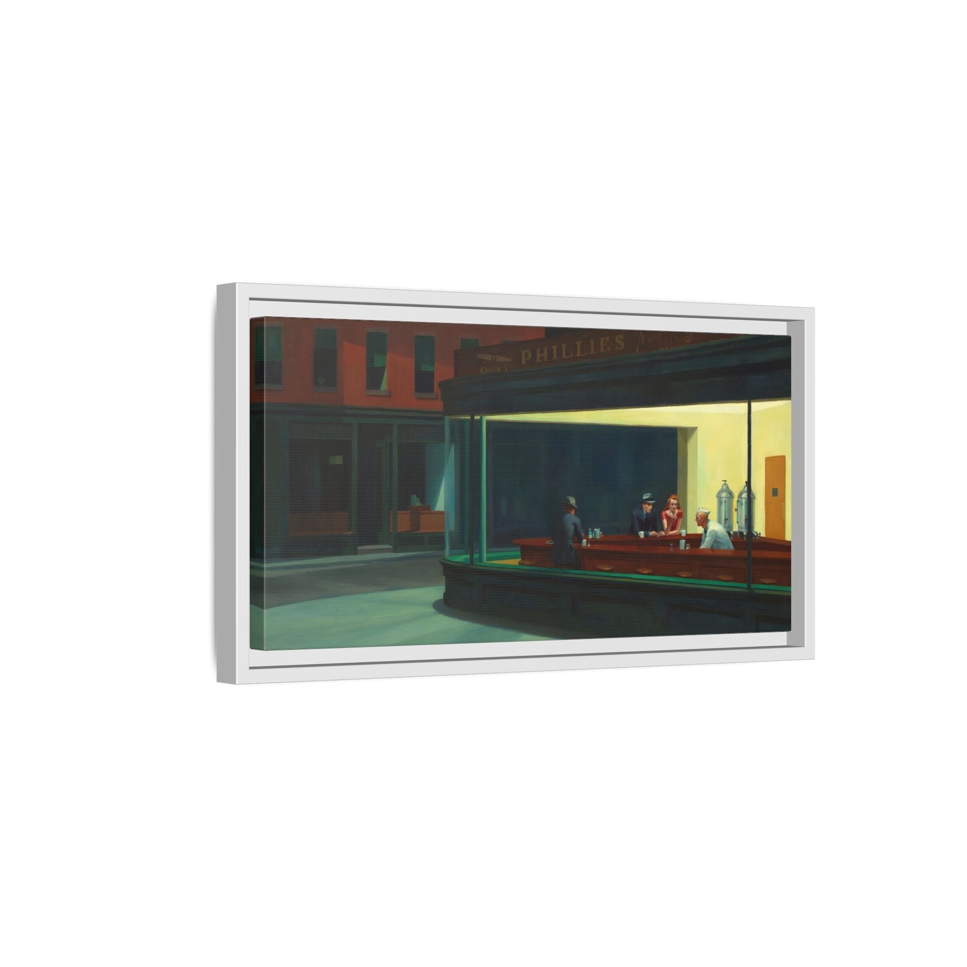 Nighthawks Hopper Canvas Print - Large Framed Coffee Shop Wall Art