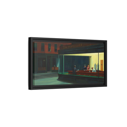 Nighthawks Hopper Canvas Print - Large Framed Coffee Shop Wall Art