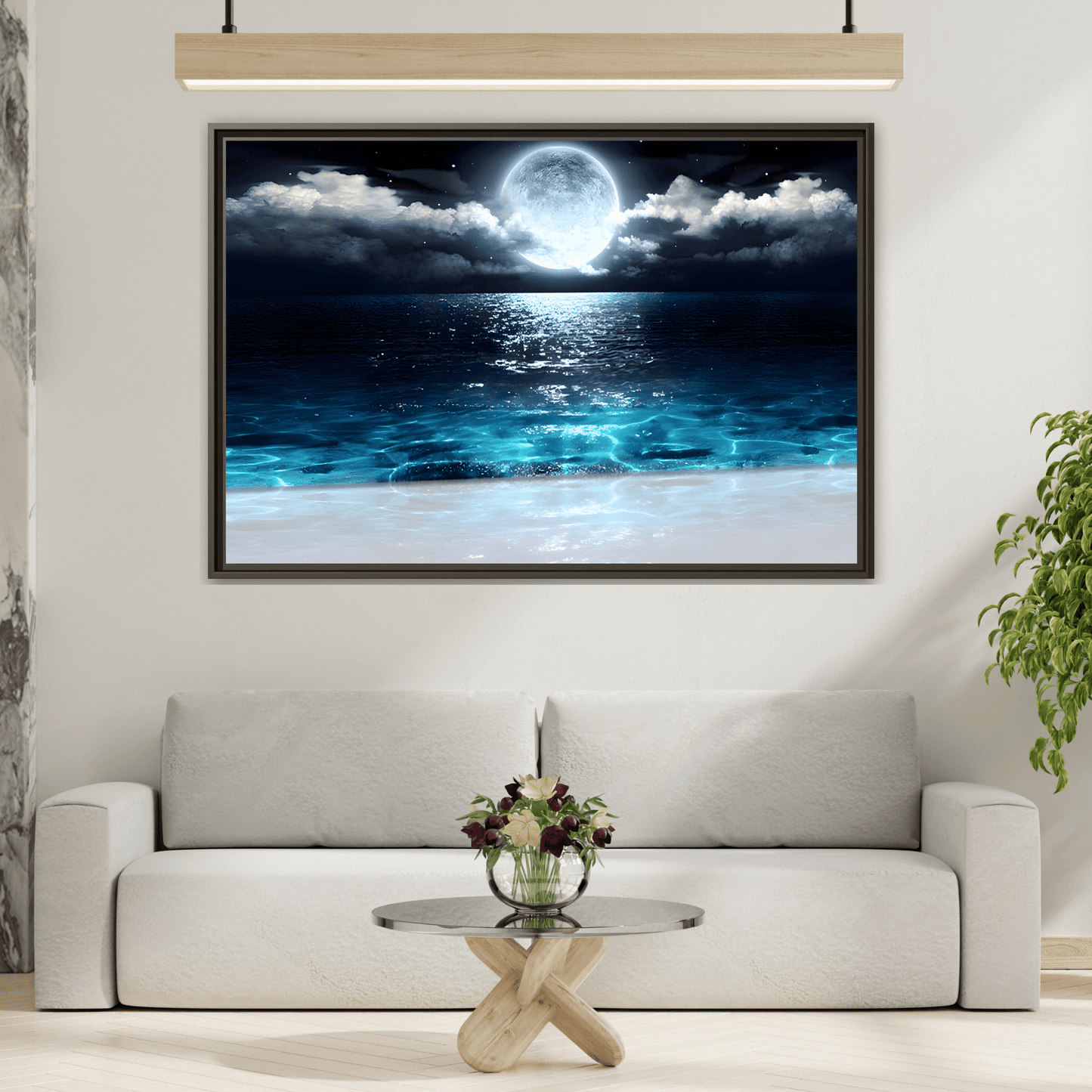 Ocean Moon Canvas Prints - Large Calm Sea Wall Art Sea Landscape