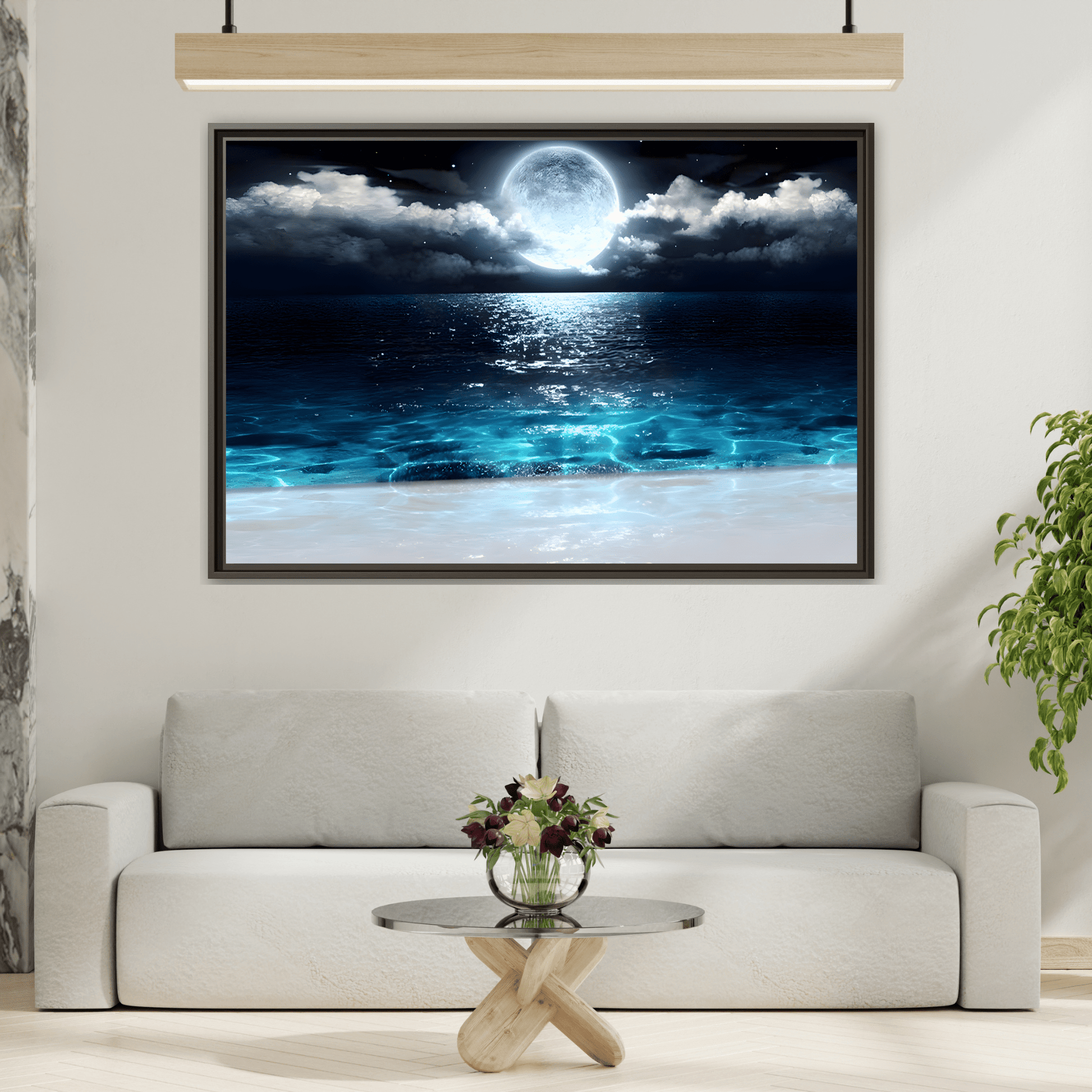 Ocean Moon Canvas Prints - Large Calm Sea Wall Art Sea Landscape
