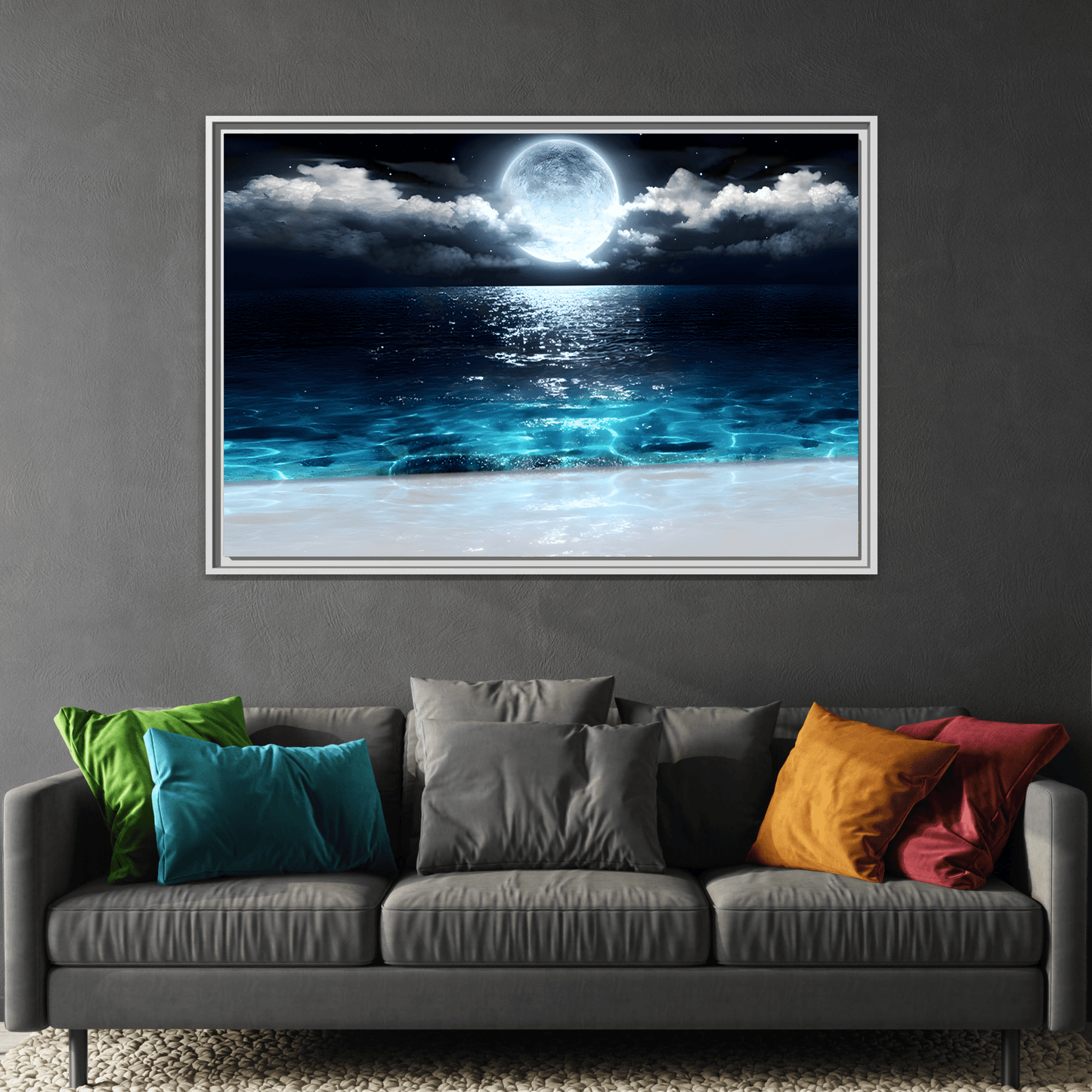 Ocean Moon Canvas Prints - Large Calm Sea Wall Art Sea Landscape