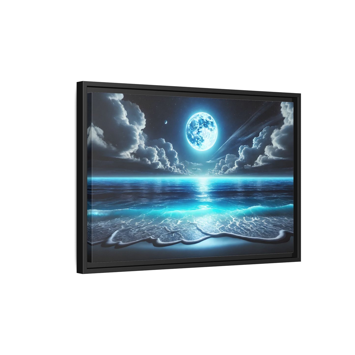 Ocean Moonlight Canvas Wall Art - Moon Sea Night Landscape Prints