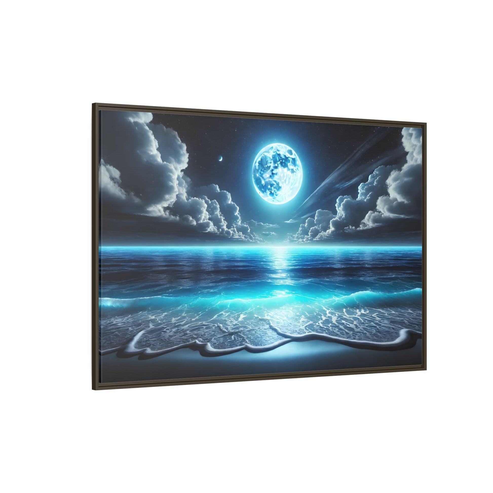 Ocean Moonlight Canvas Wall Art - Moon Sea Night Landscape Prints