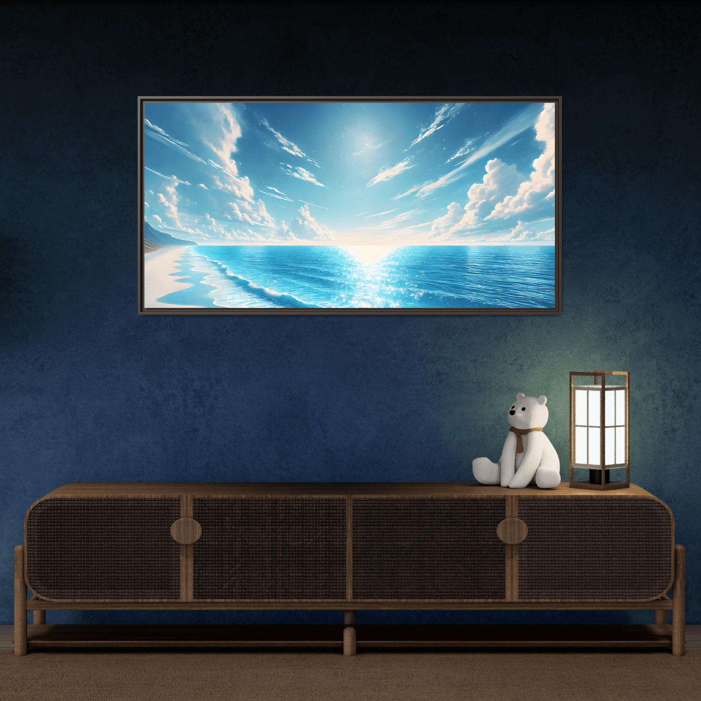 Ocean Sunrise Canvas Art - Vibrant Blue Coastal Wall Print