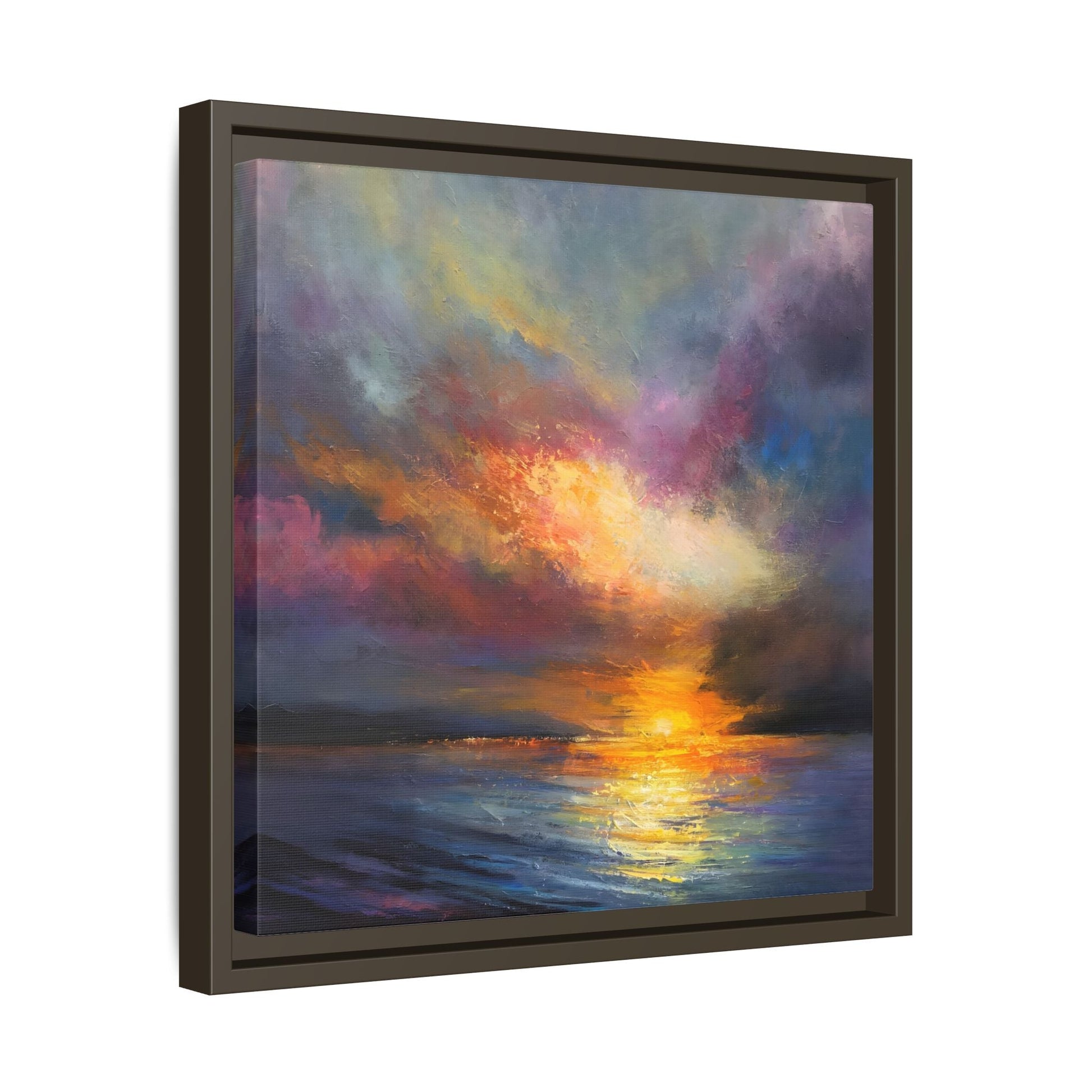 Ocean Sunset Canvas Wall Art, Contemporary Colorful Sea Print