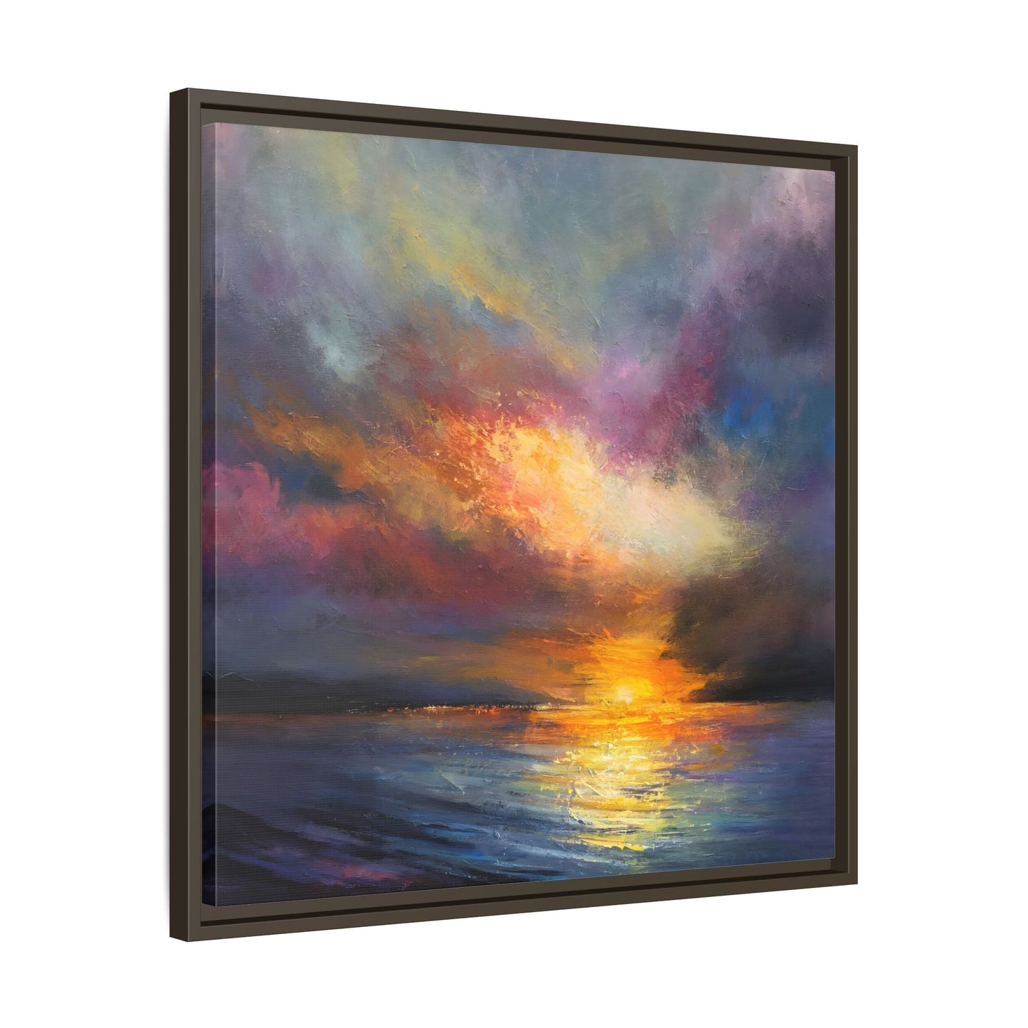 Ocean Sunset Canvas Wall Art, Contemporary Colorful Sea Print