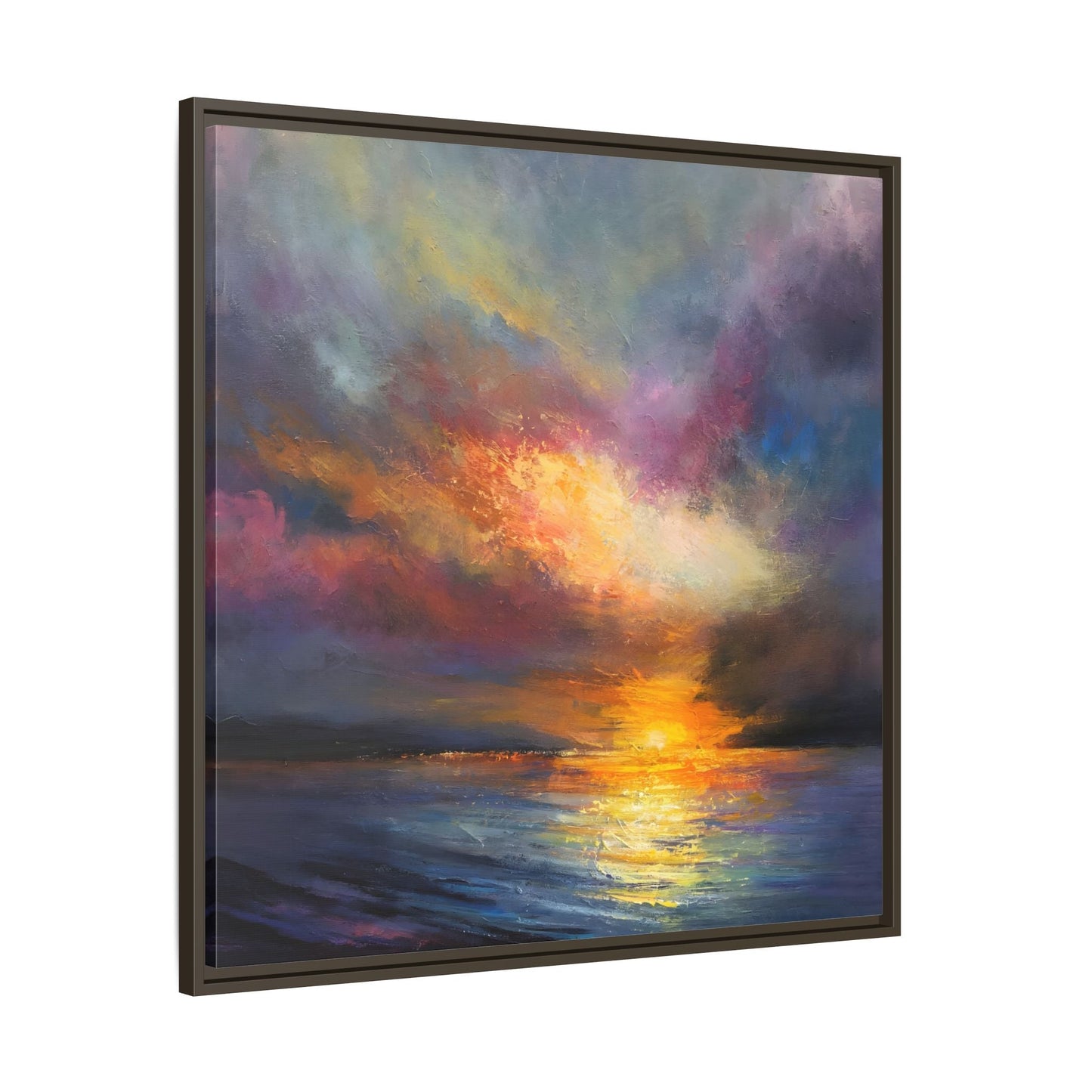 Ocean Sunset Canvas Wall Art, Contemporary Colorful Sea Print