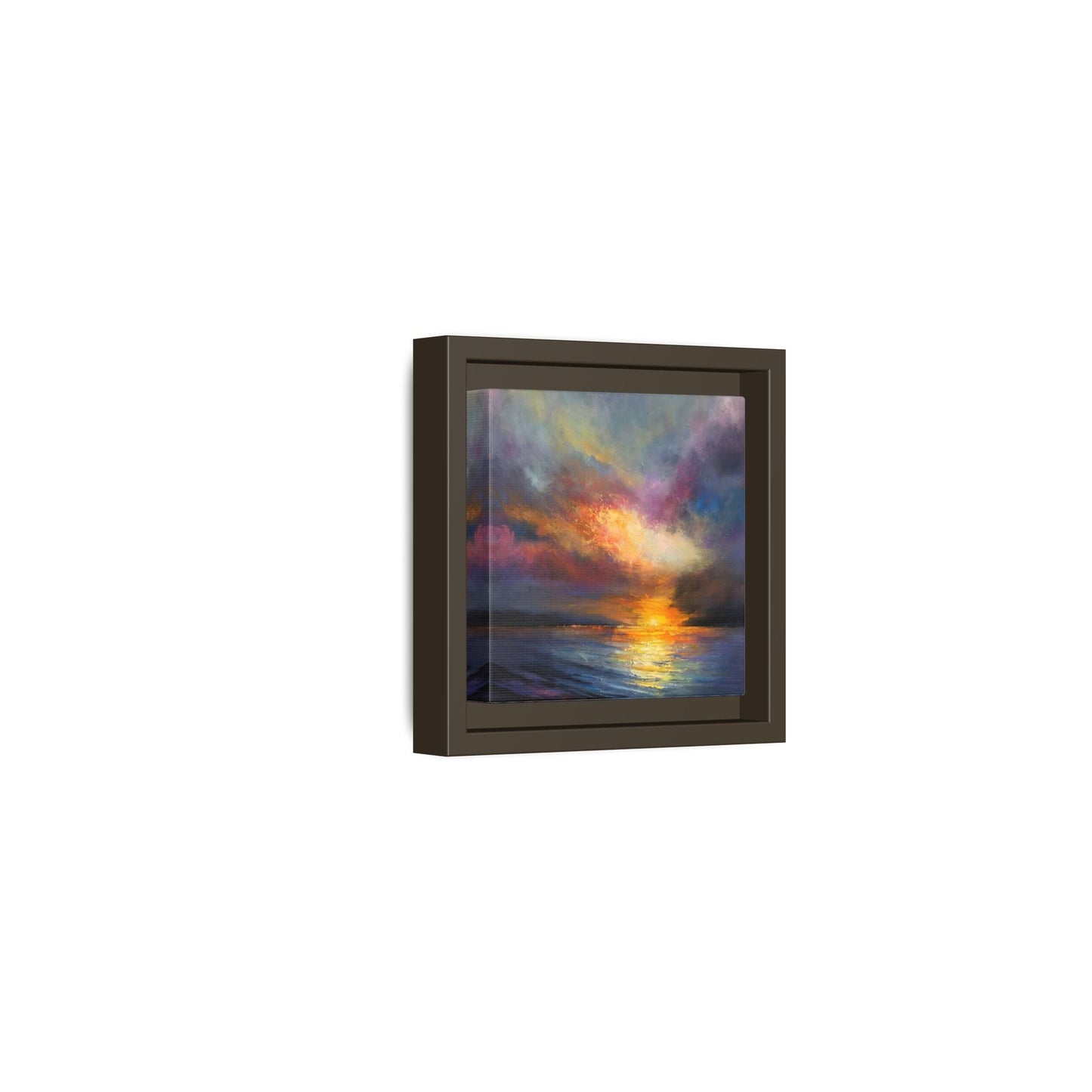 Ocean Sunset Canvas Wall Art, Contemporary Colorful Sea Print