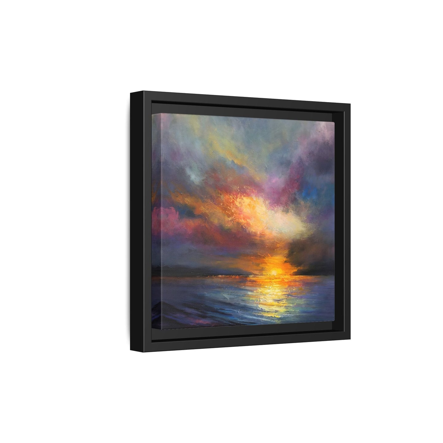 Ocean Sunset Canvas Wall Art, Contemporary Colorful Sea Print